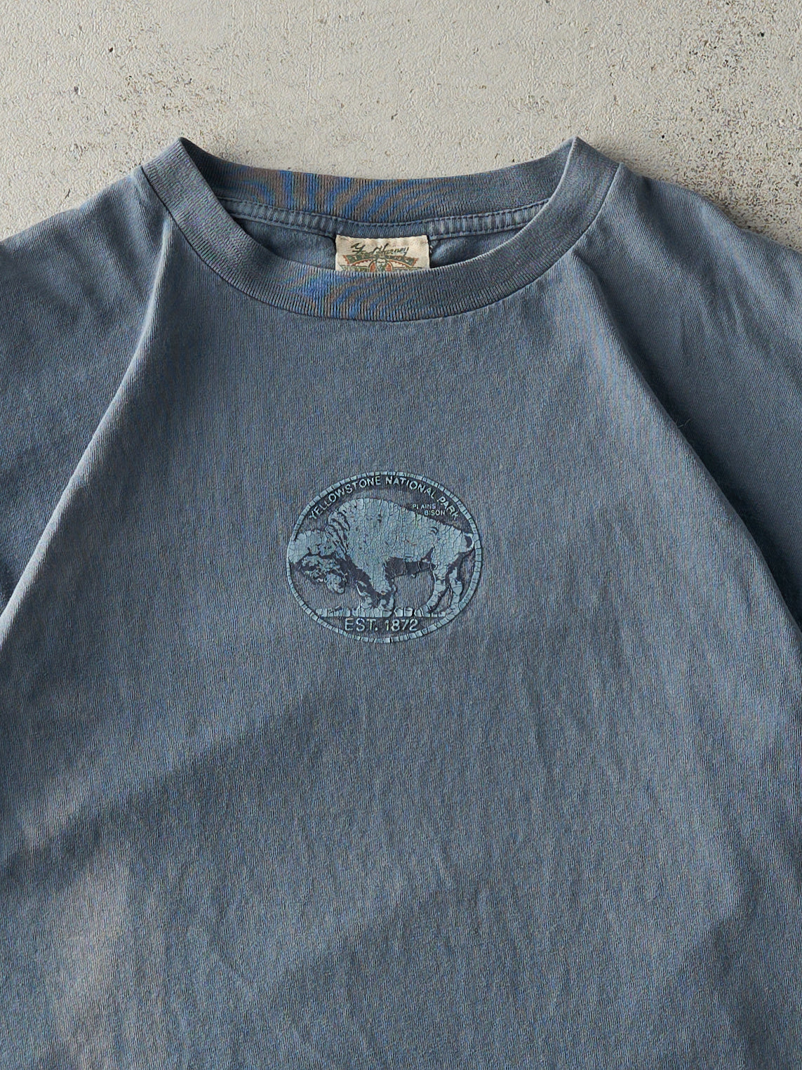 Vintage Y2K Blue Sun Faded Yellowstone National Park Tee (M)