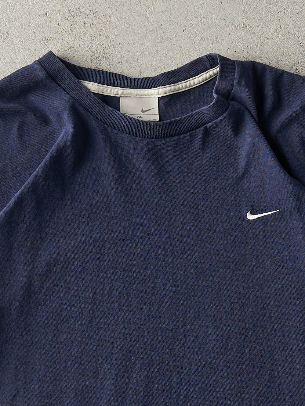 Vintage Y2K Navy Blue Nike Swoosh Embroidered Tee (L)