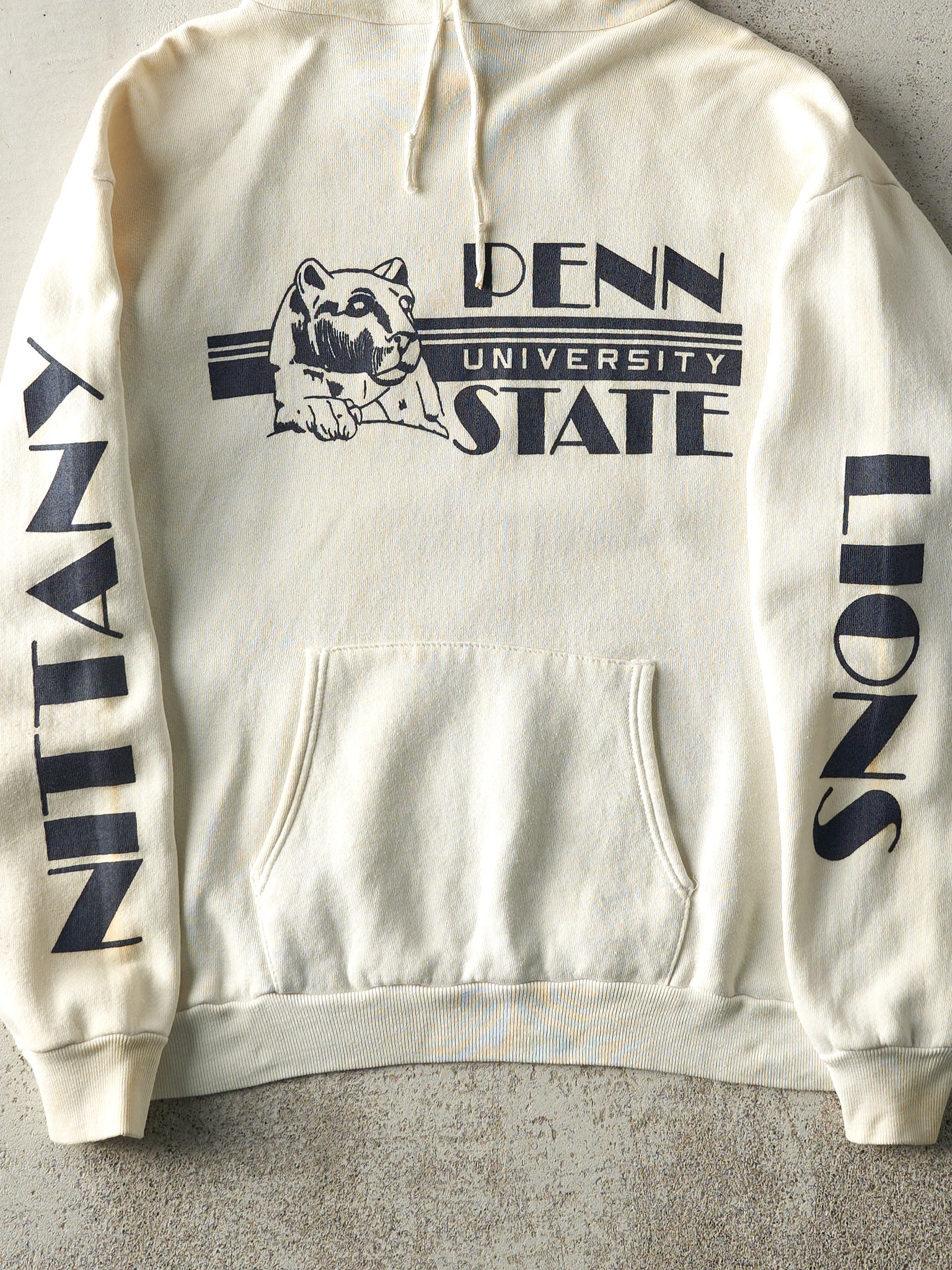 Vintage 80s Beige Penn State University Hoodie (M)