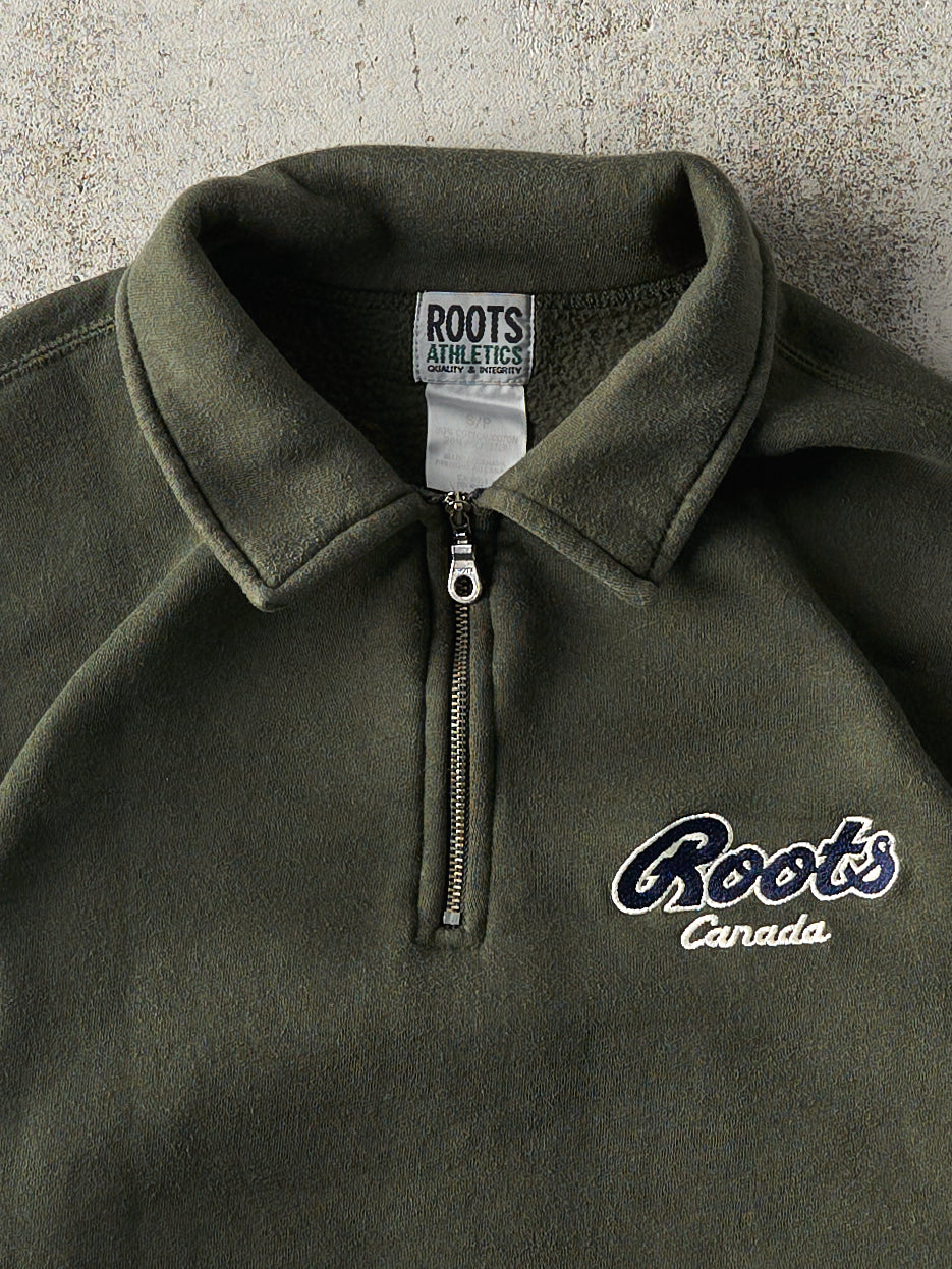 Vintage Y2K Green Roots Quarter Zip Sweatshirt (S/M)