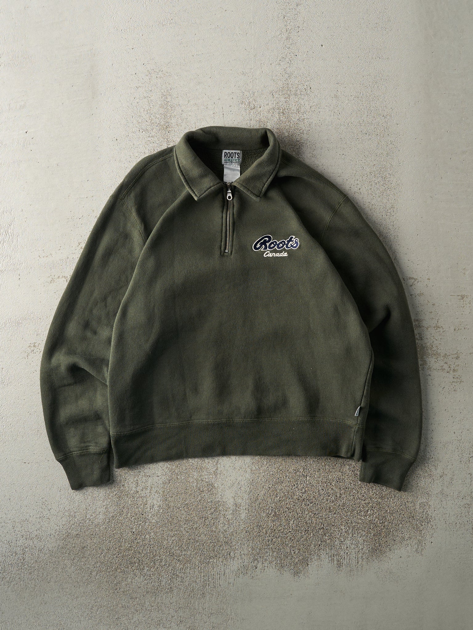 Vintage Y2K Green Roots Quarter Zip Sweatshirt (S/M)