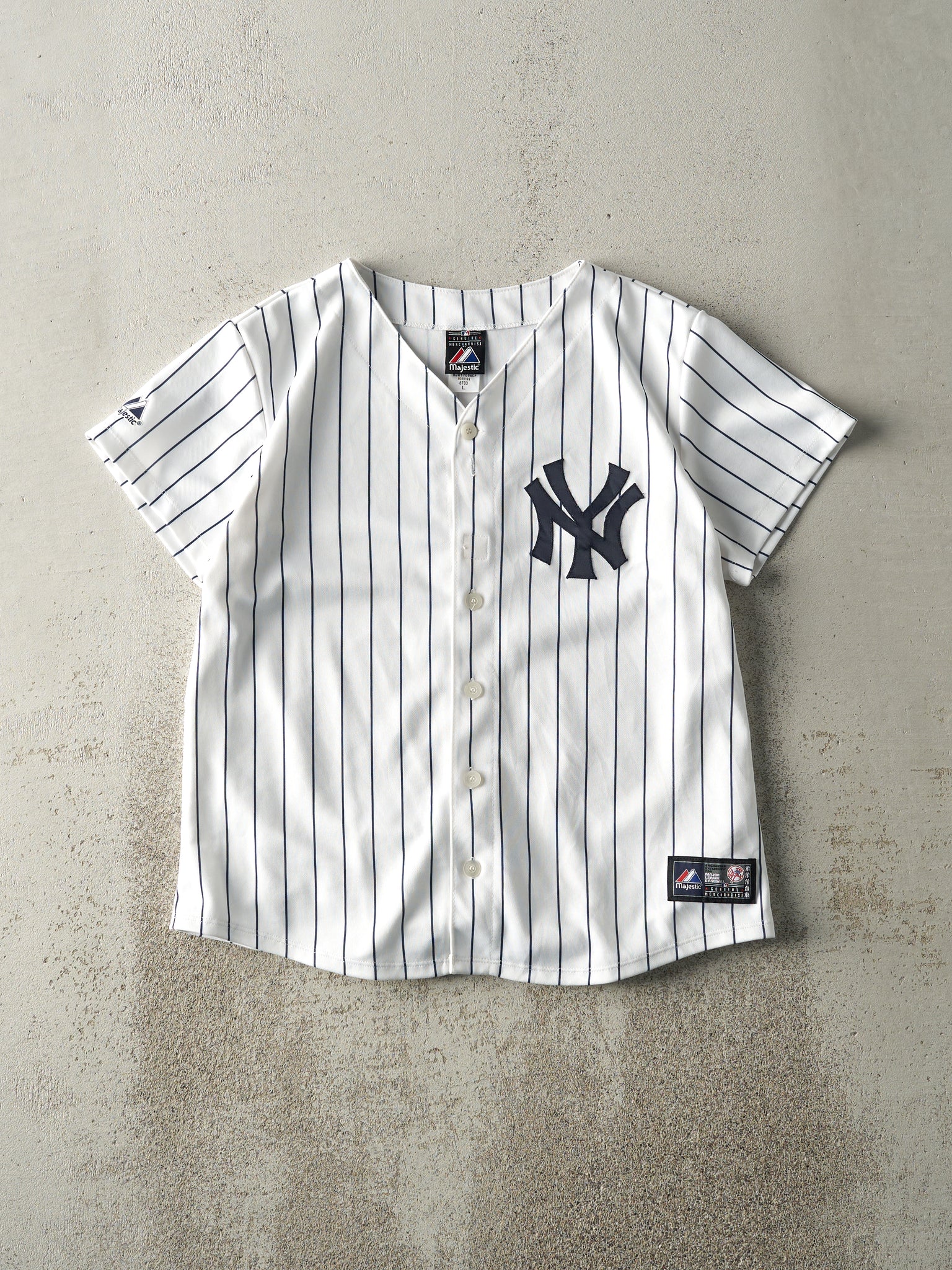 Vintage Y2K White & Blue Pinstripe New York Yankees Jersey (S)