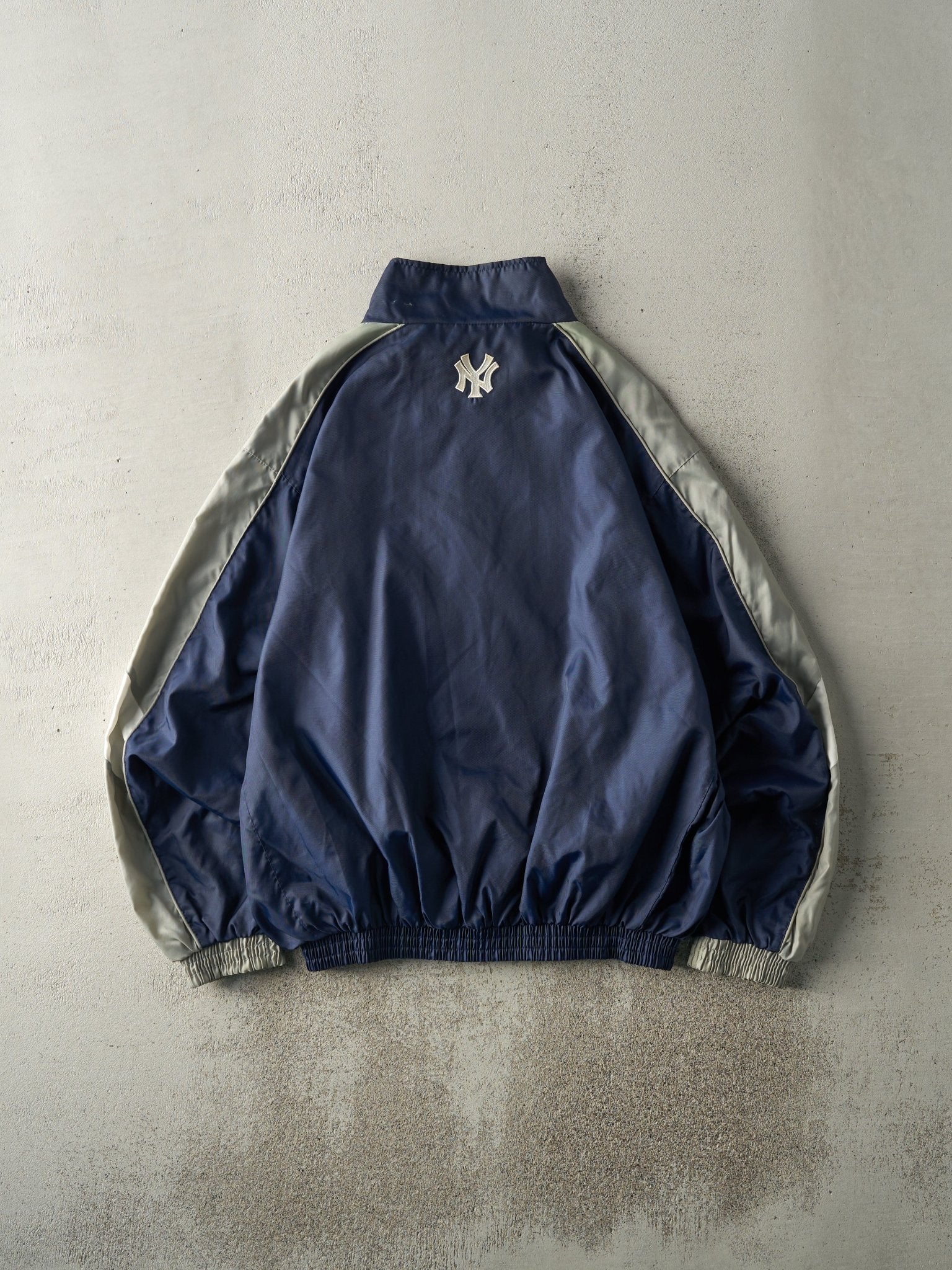 Vintage 90s Navy Blue New York Yankees Zip Up Windbreaker Jacket (L)