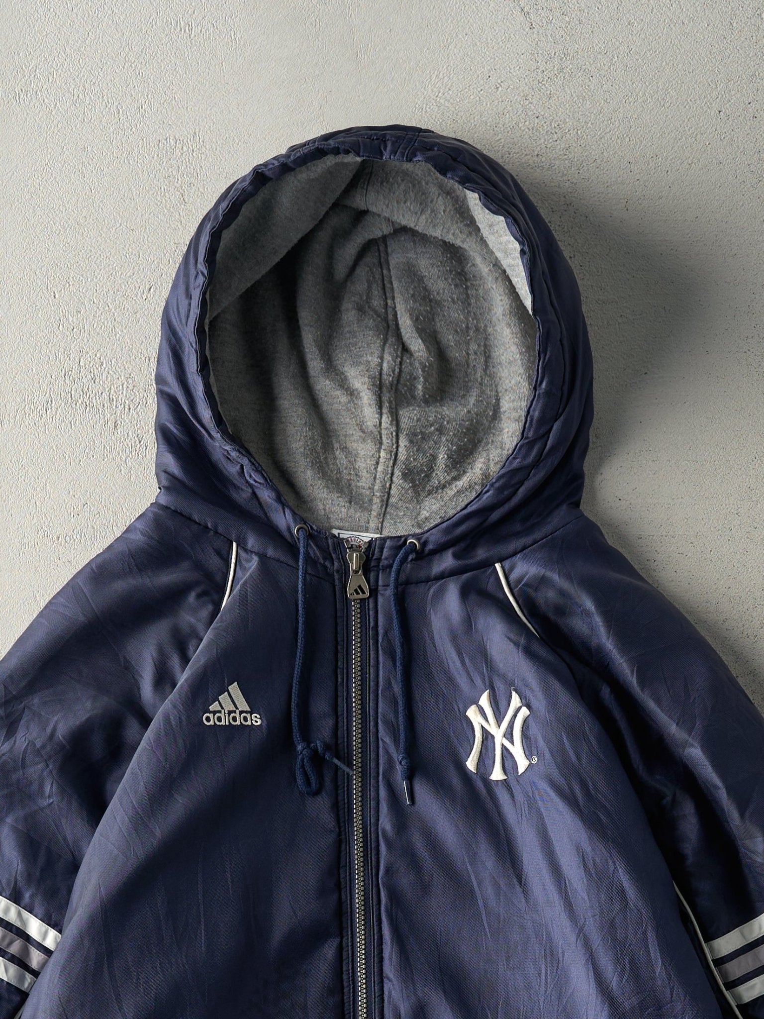 Vintage 90s Navy Blue Adidas New York Yankees Sweater Lined Zip Up