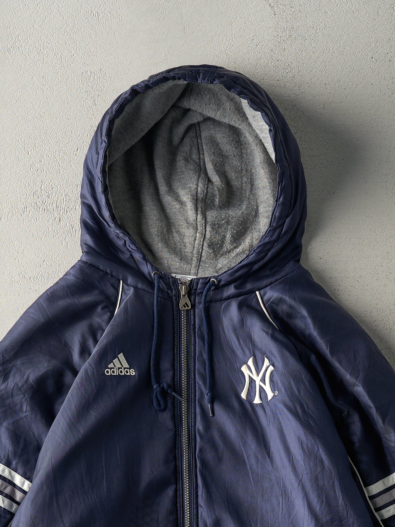 Vintage 90s Adidas MLB New shops York Yankees Embroidered Lined Hooded Jacket XL