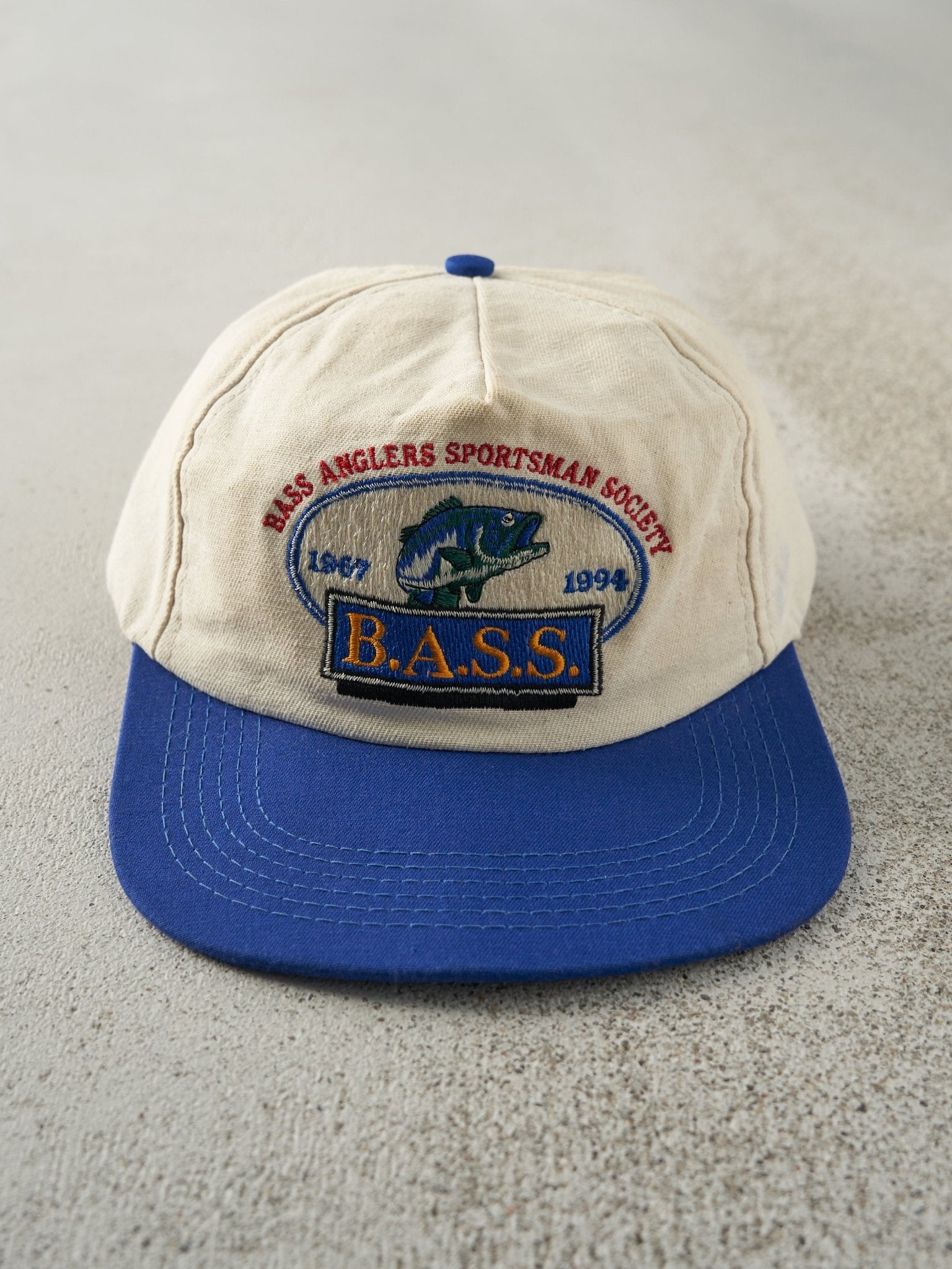 Vintage 94' Beige & Blue Embroidered B.A.S.S. Snapback Hat