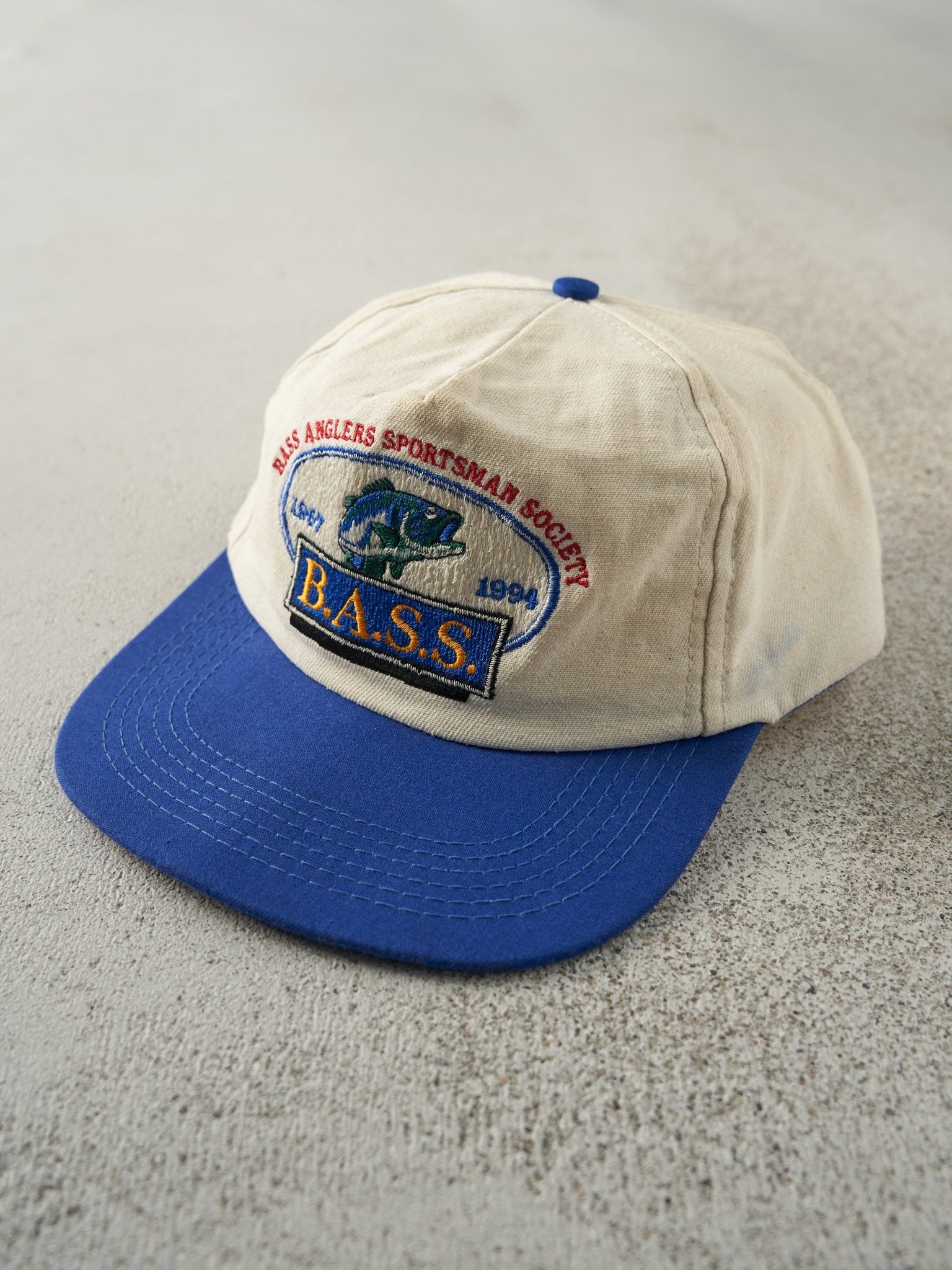Vintage 94' Beige & Blue Embroidered B.A.S.S. Snapback Hat