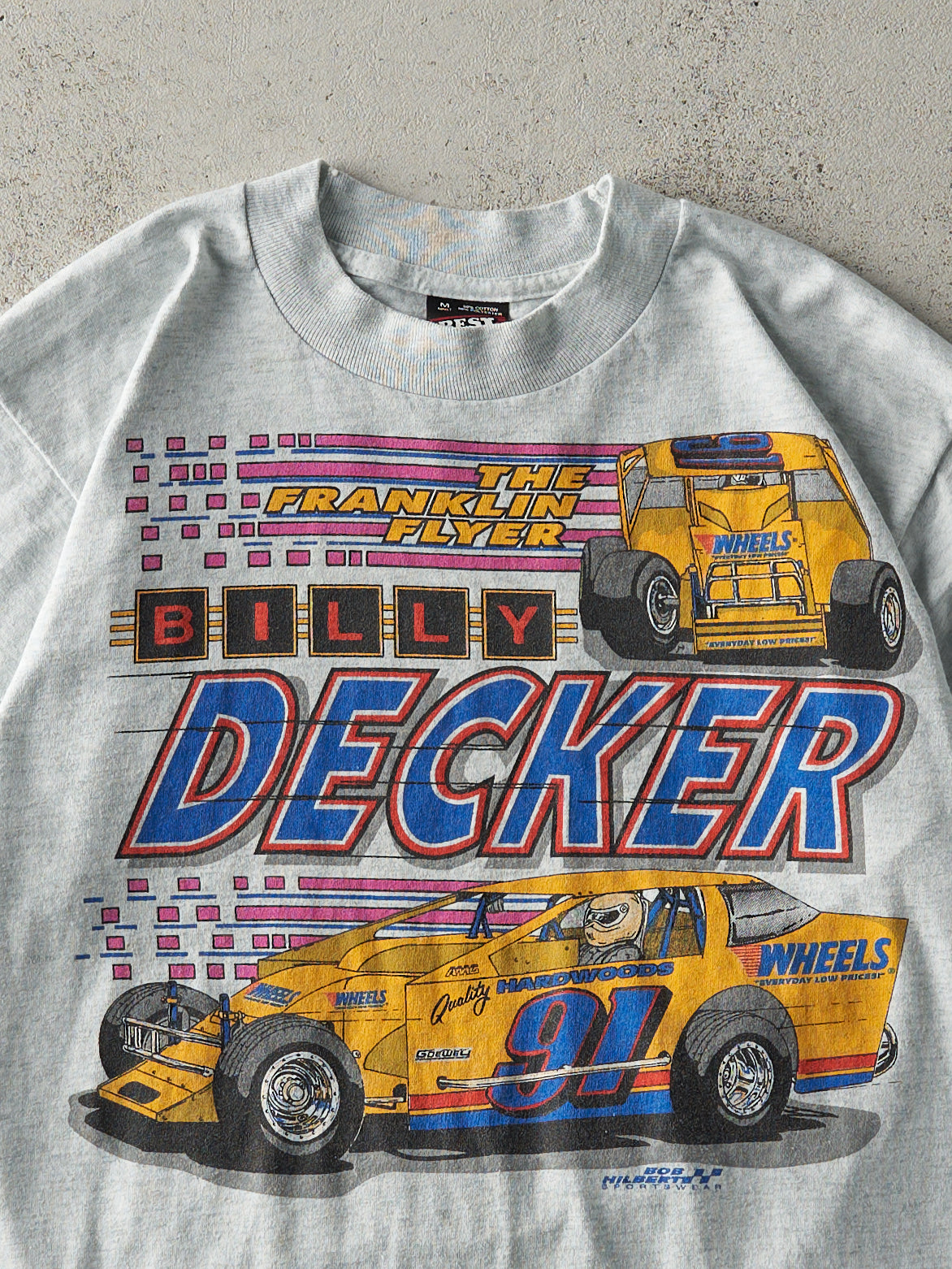 Vintage 90s Heather Grey Billy Decker Racing Single Stitch Tee (S)