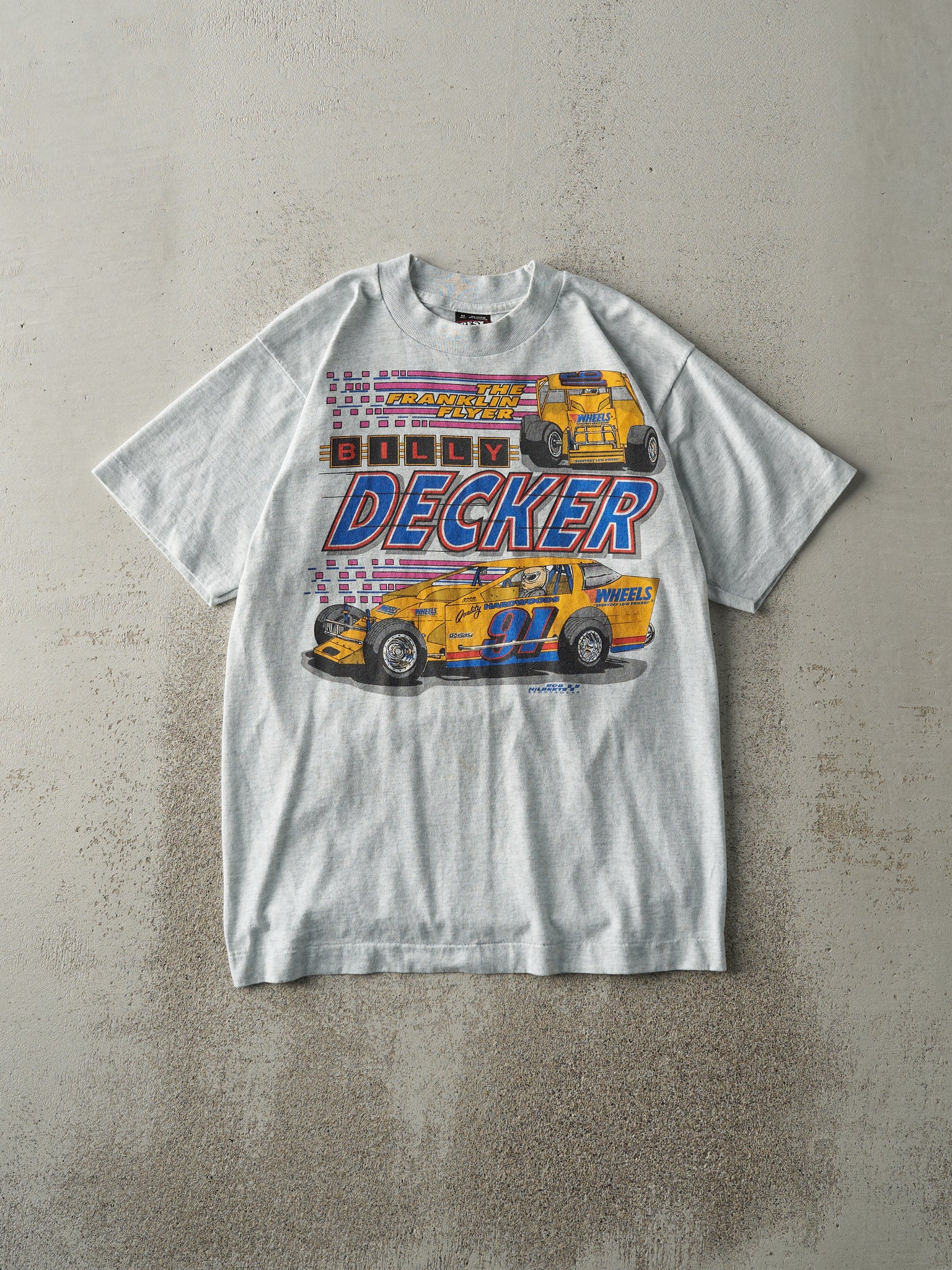 Vintage 90s Heather Grey Billy Decker Racing Single Stitch Tee (S)