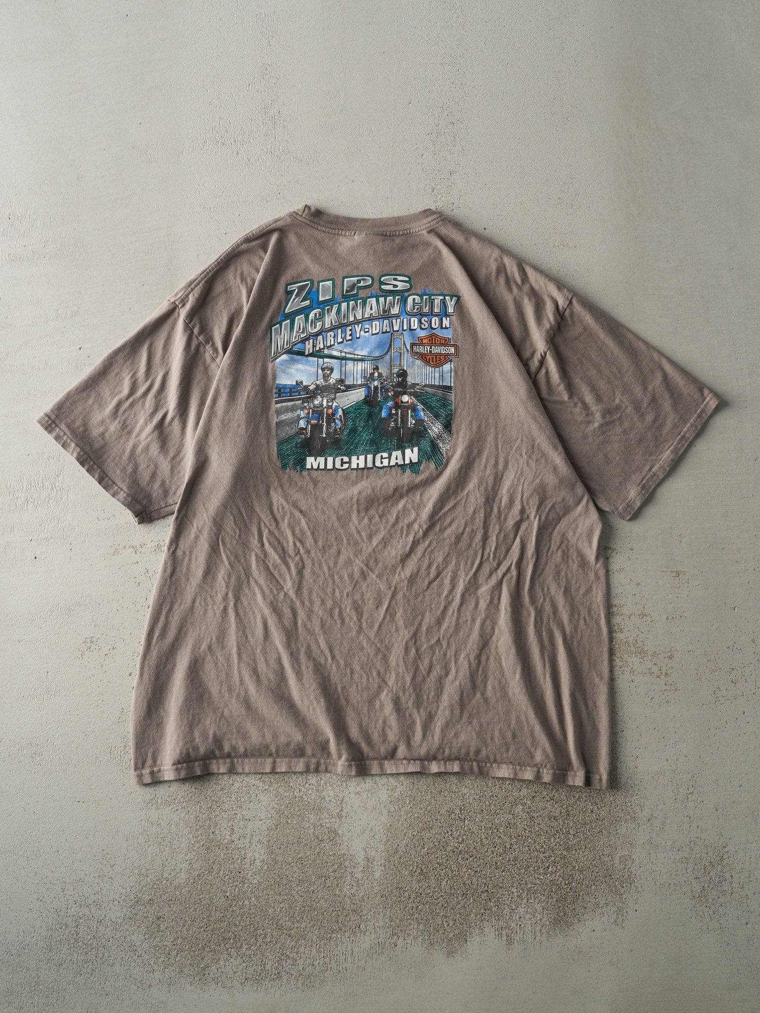 Vintage 08' Charcoal Grey Michigan Harley Davidson Tee (XL/XXL)