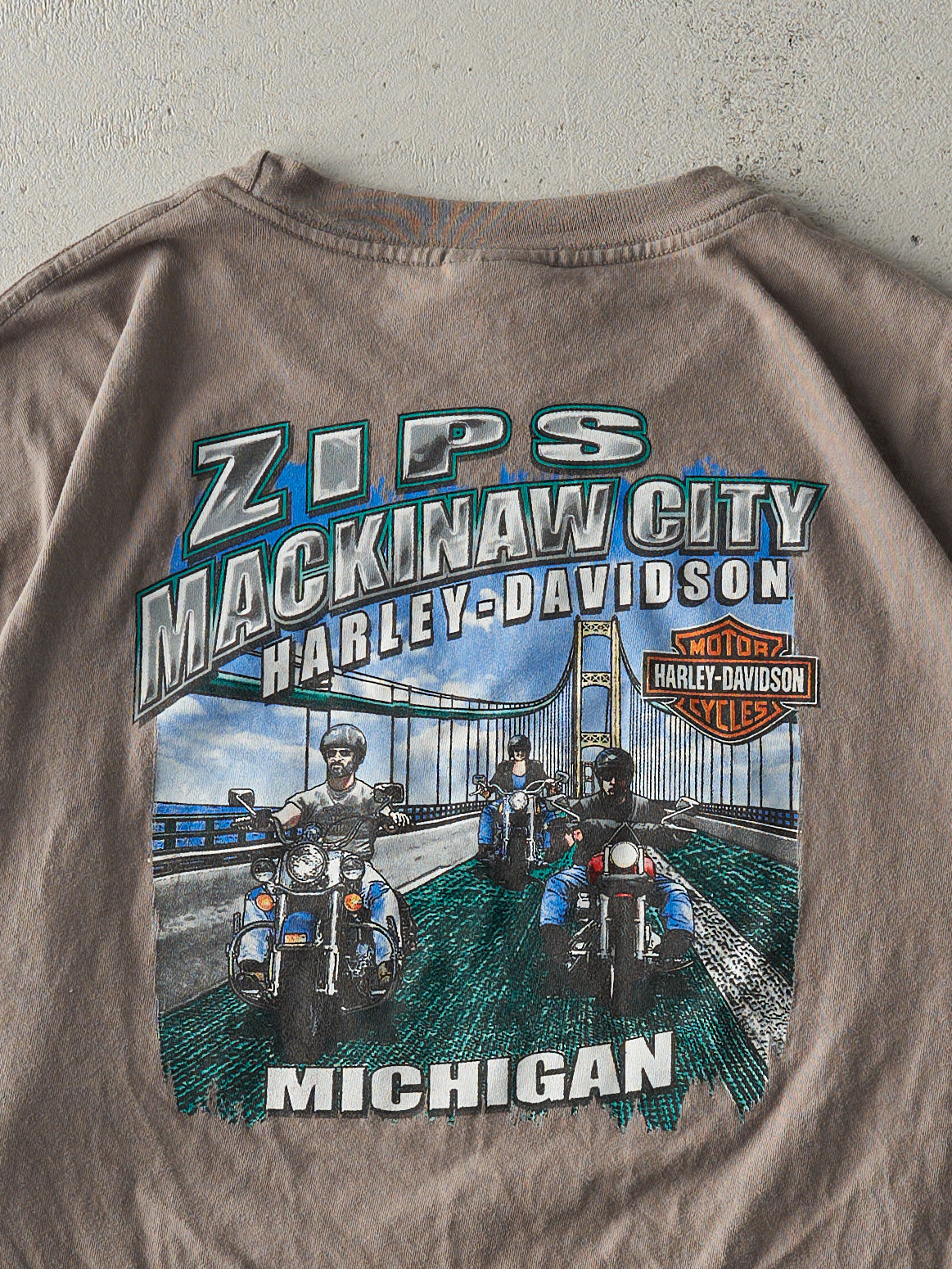 Vintage 08' Charcoal Grey Michigan Harley Davidson Tee (XL/XXL)