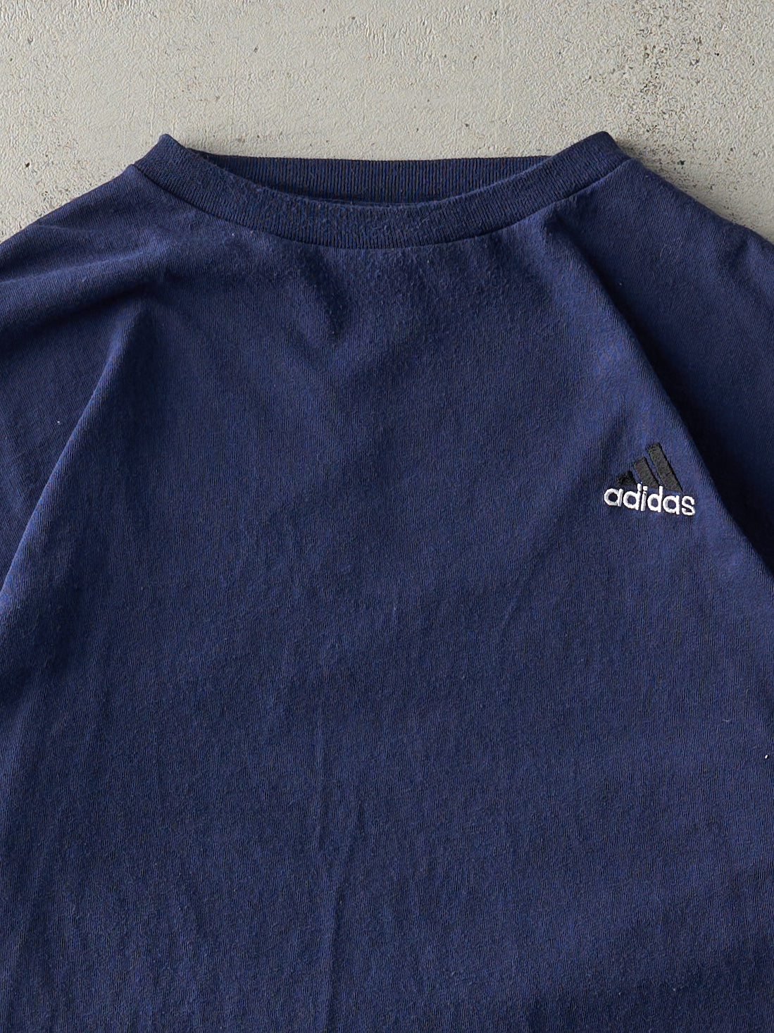 Vintage 90s Navy Blue Adidas Embroidered Logo Tee (L)