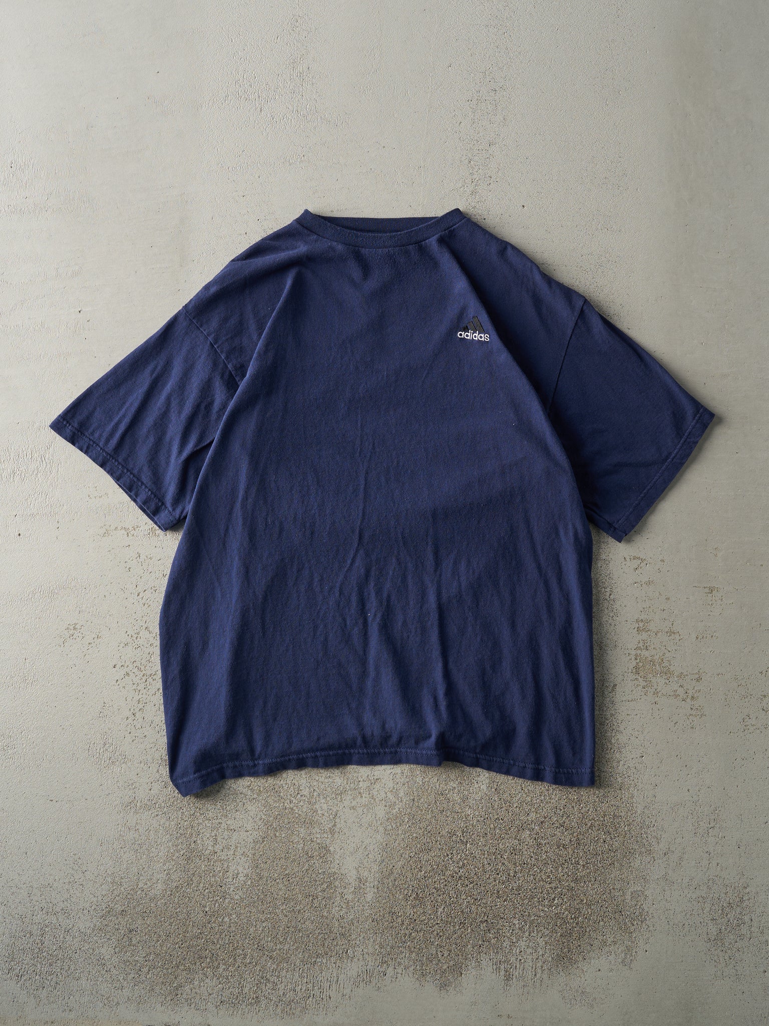 Vintage 90s Navy Blue Adidas Embroidered Logo Tee (L)