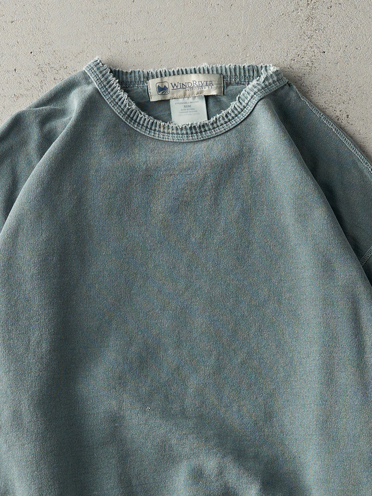 Vintage 90s Washed Green Wind River Blank Boxy Crewneck (M/L)