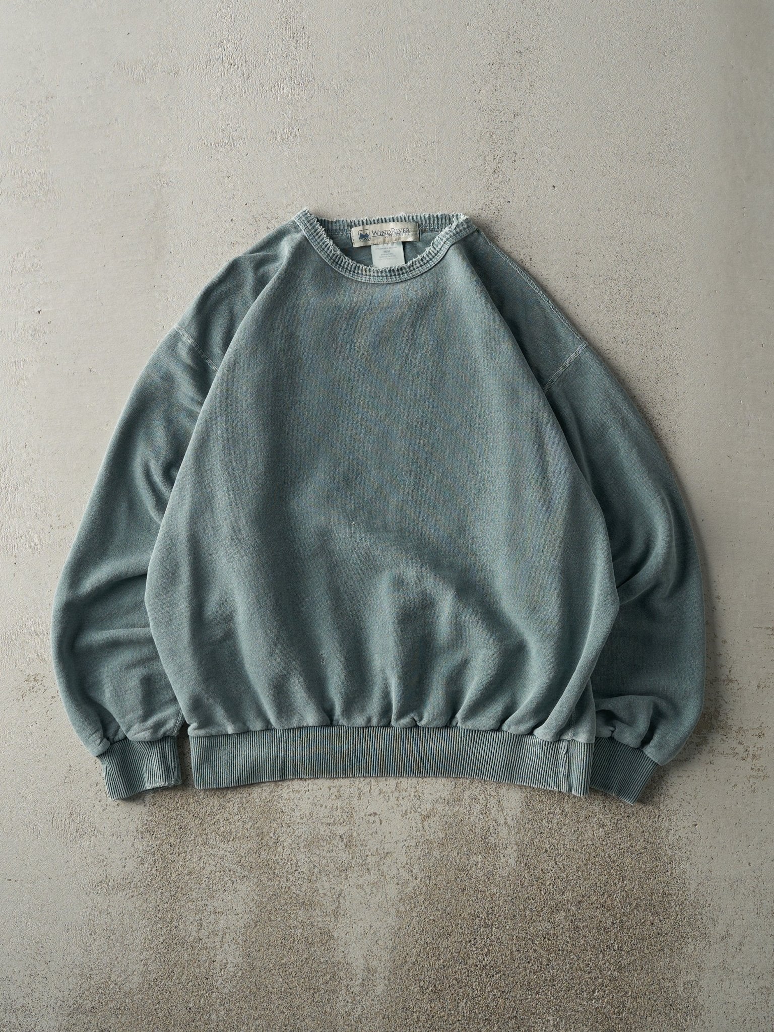 Vintage 90s Washed Green Wind River Blank Boxy Crewneck (M/L)