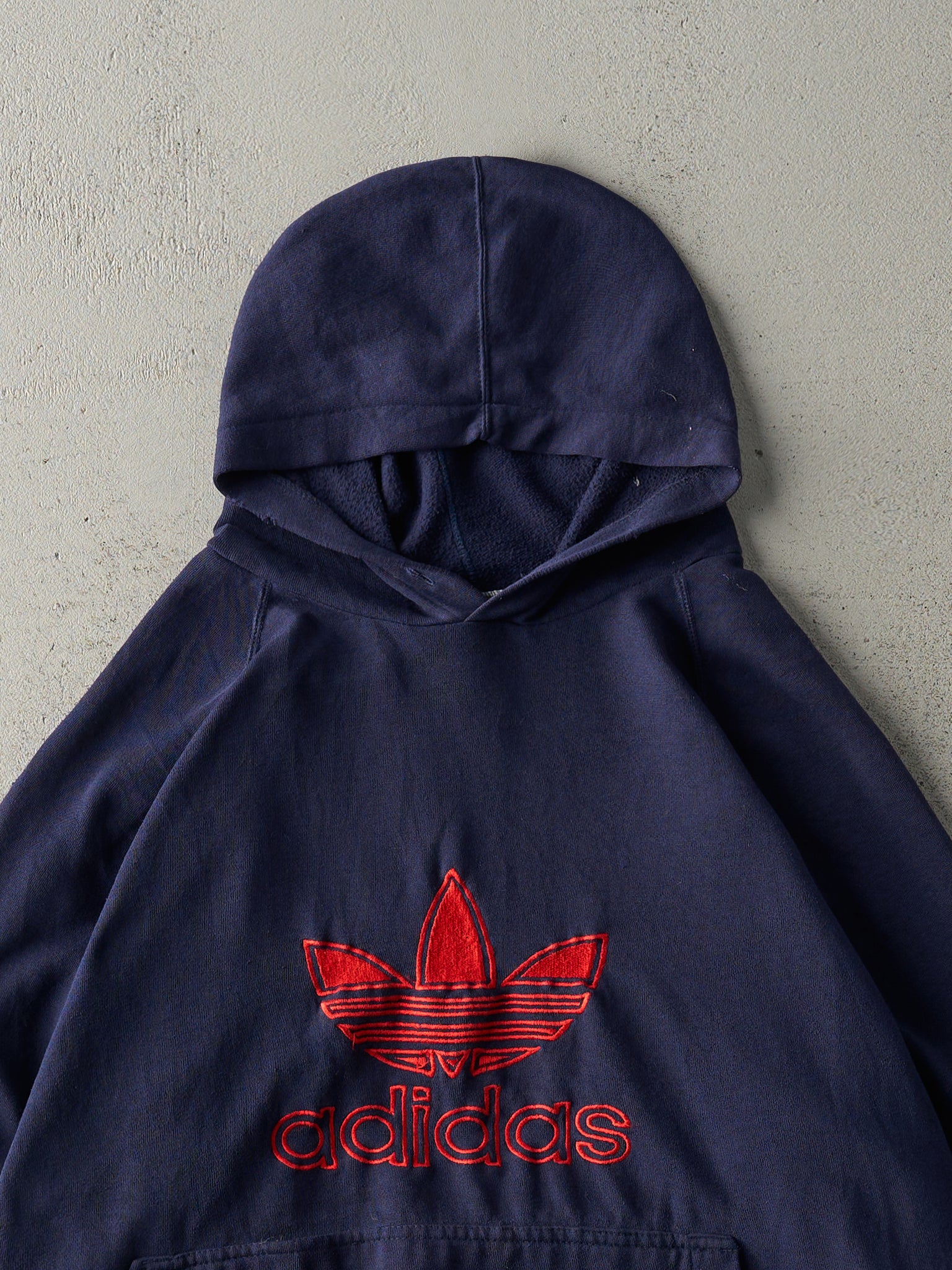 Vintage 80s Navy Blue Adidas Embroidered Logo Hoodie (M/L)