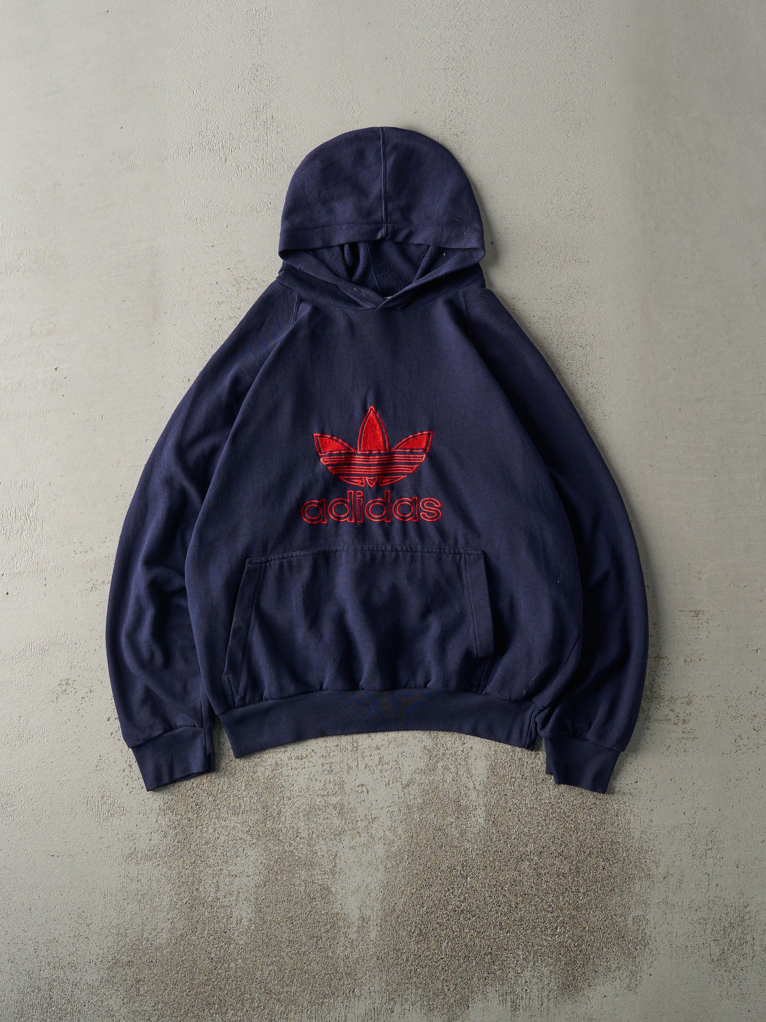 Vintage 80s Navy Blue Adidas Embroidered Logo Hoodie (M/L)