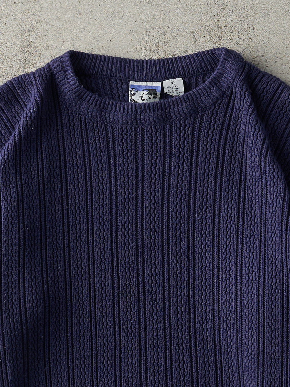 Vintage 80s Navy Blue Pattered Knit (M)