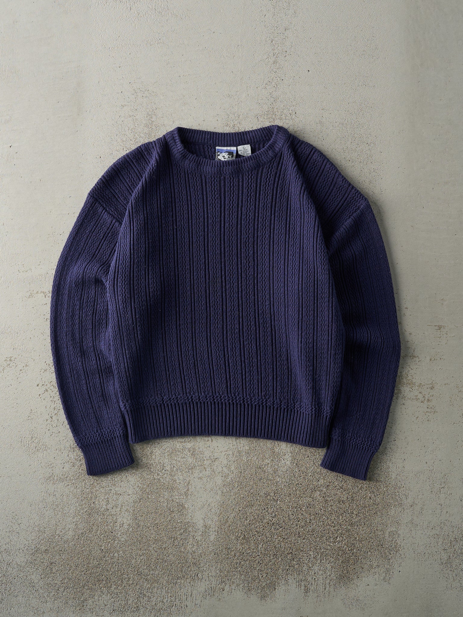 Vintage 80s Navy Blue Pattered Knit (M)