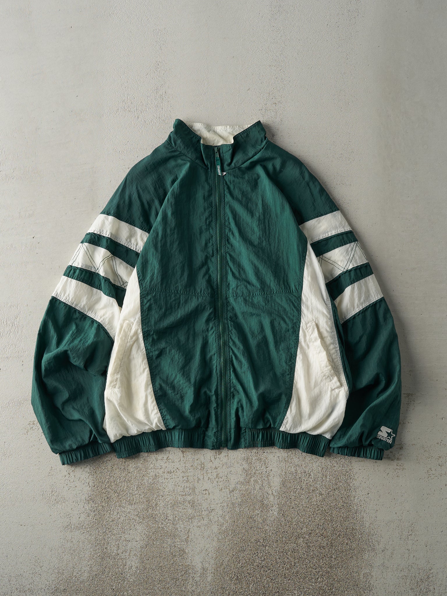 Vintage 90s Forest Green Starter Windbreaker Jacket (XL)