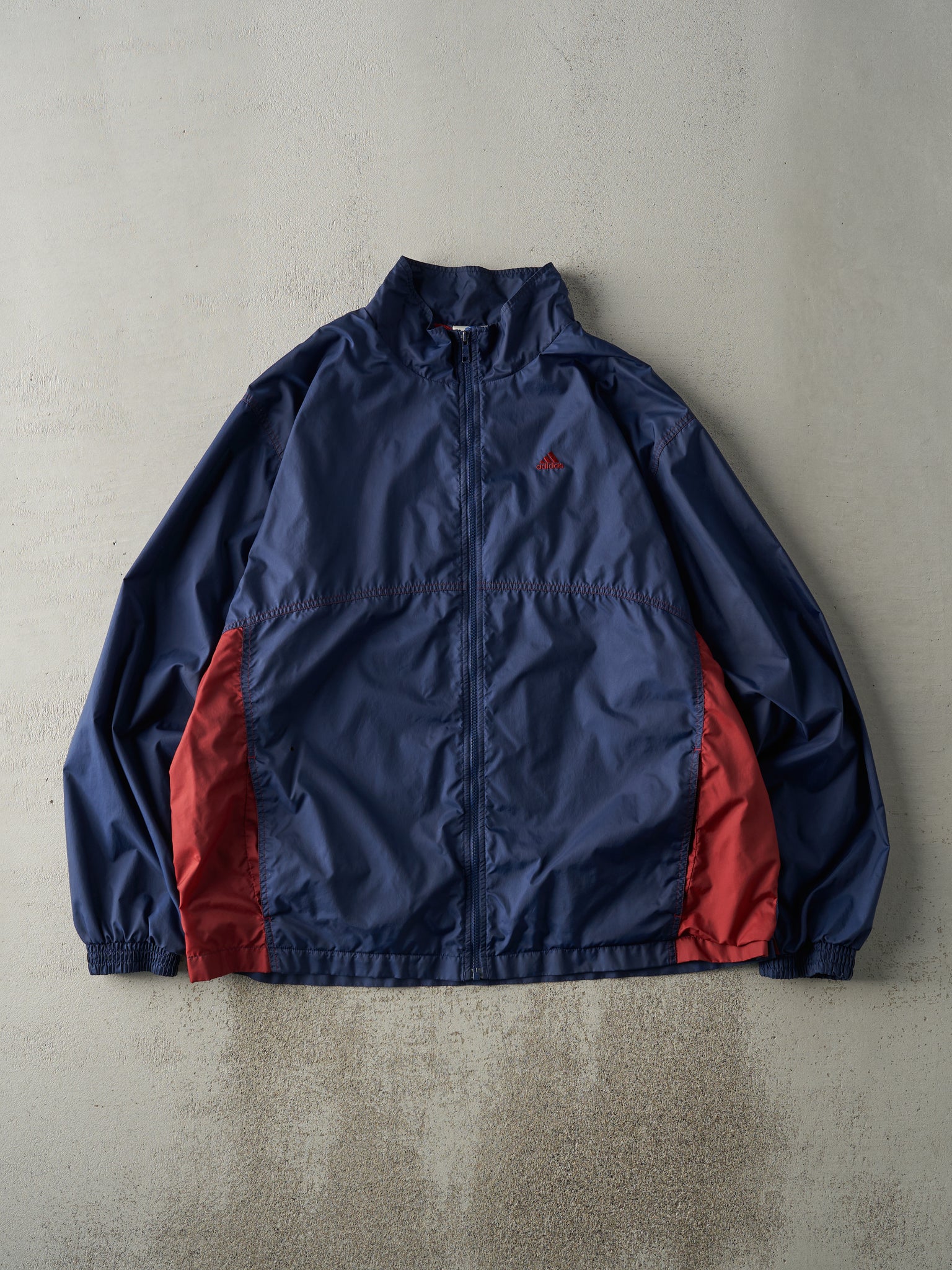 Vintage Y2K Navy Blue & Burgundy Adidas Embroidered Track Jacket (XL/XXL)