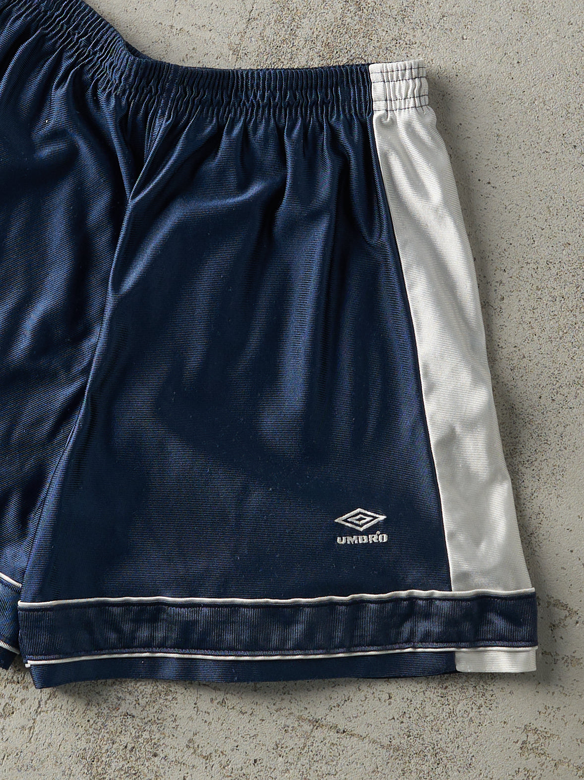 Vintage 90s Navy Blue & Grey Umbro Track Shorts (27x5.5)