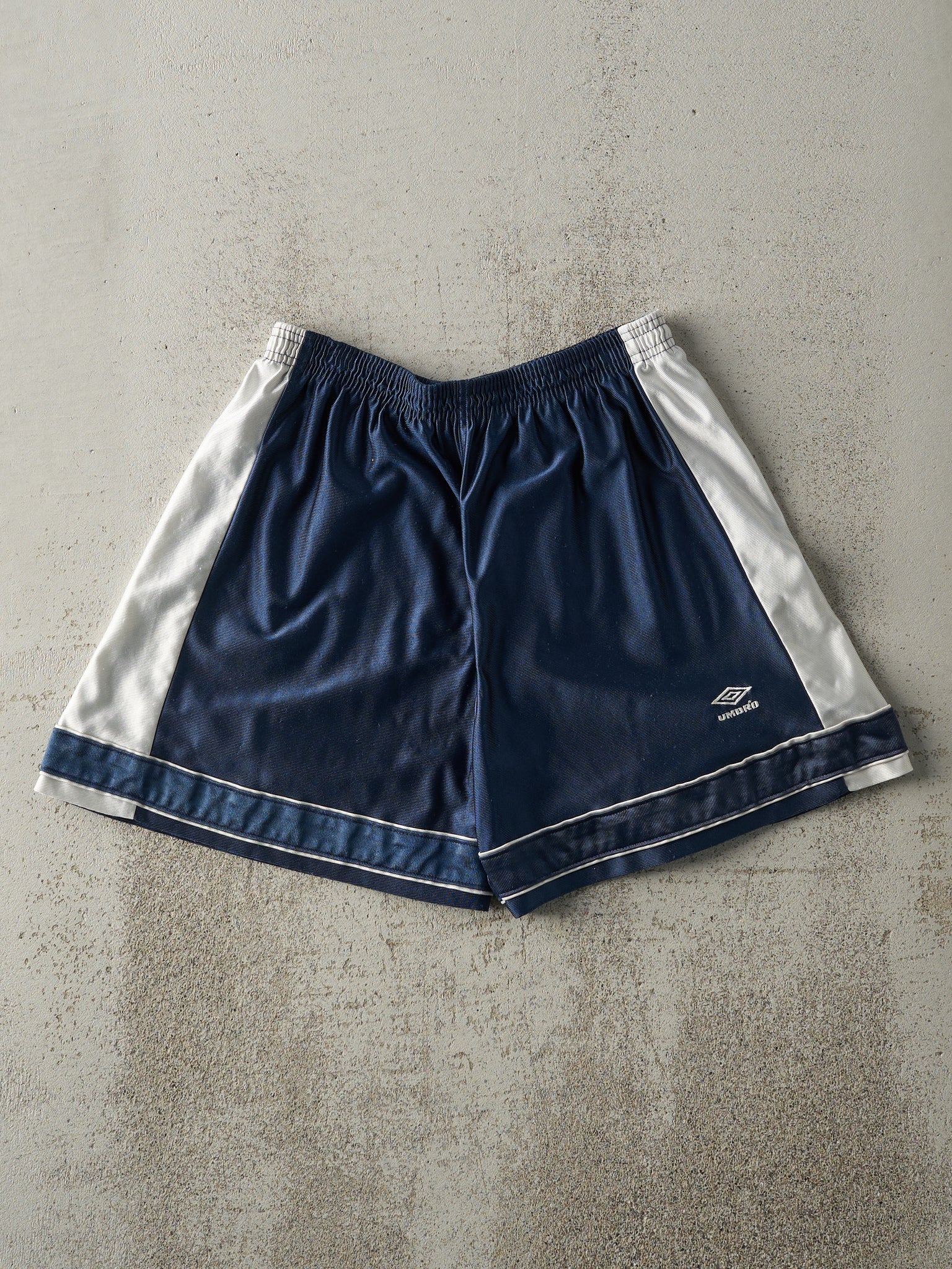 Vintage 90s Navy Blue & Grey Umbro Track Shorts (27x5.5)