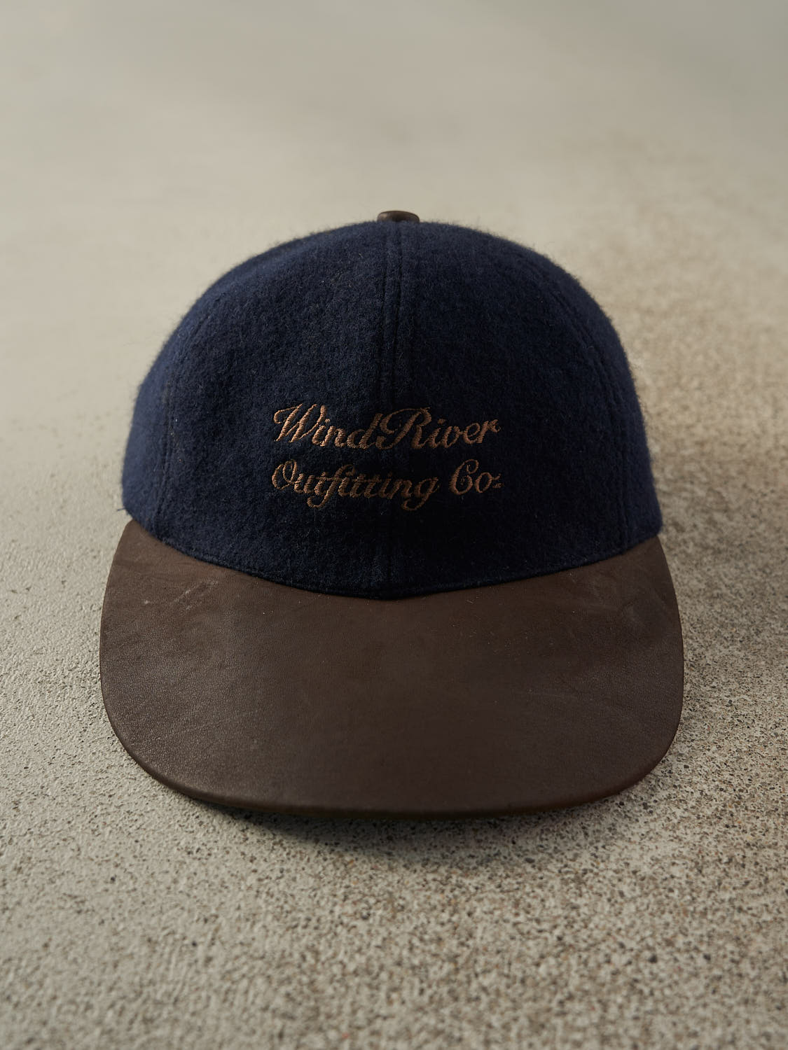 Vintage 90s Wool & Leather Embroidered Wind River Outfitting Co Strapback