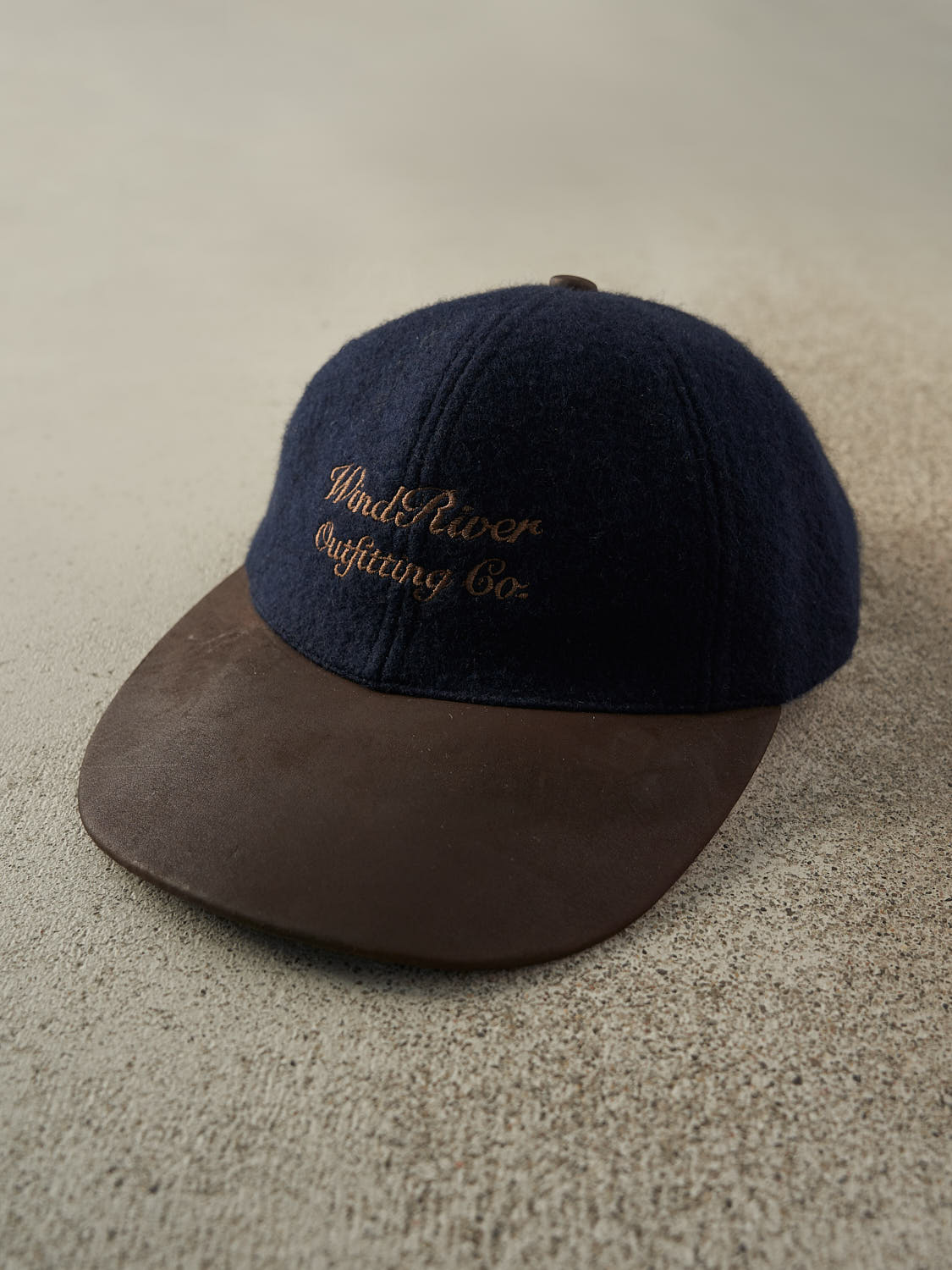 Vintage 90s Wool & Leather Embroidered Wind River Outfitting Co Strapback
