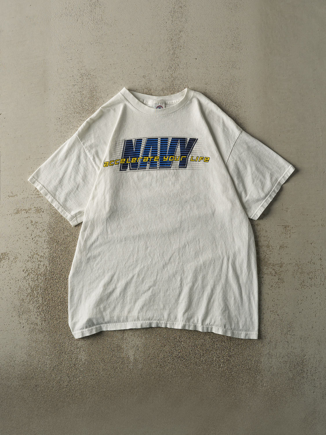 Vintage Y2K White US Navy Tee (L/XL)