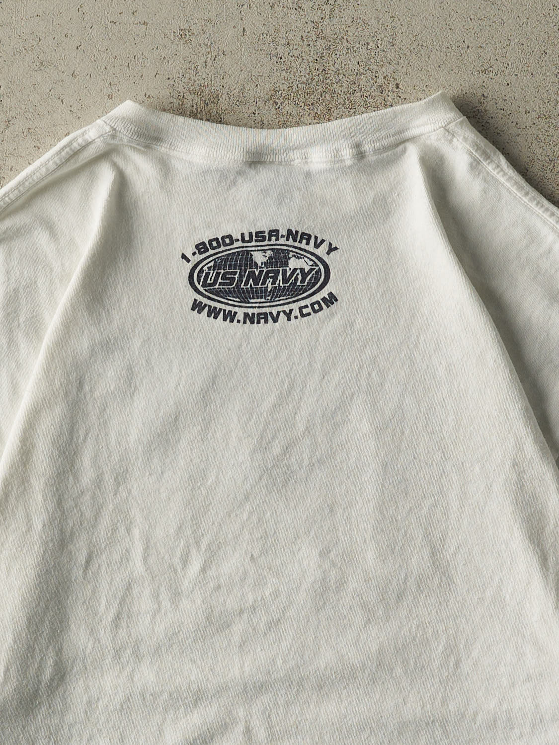 Vintage Y2K White US Navy Tee (L/XL)