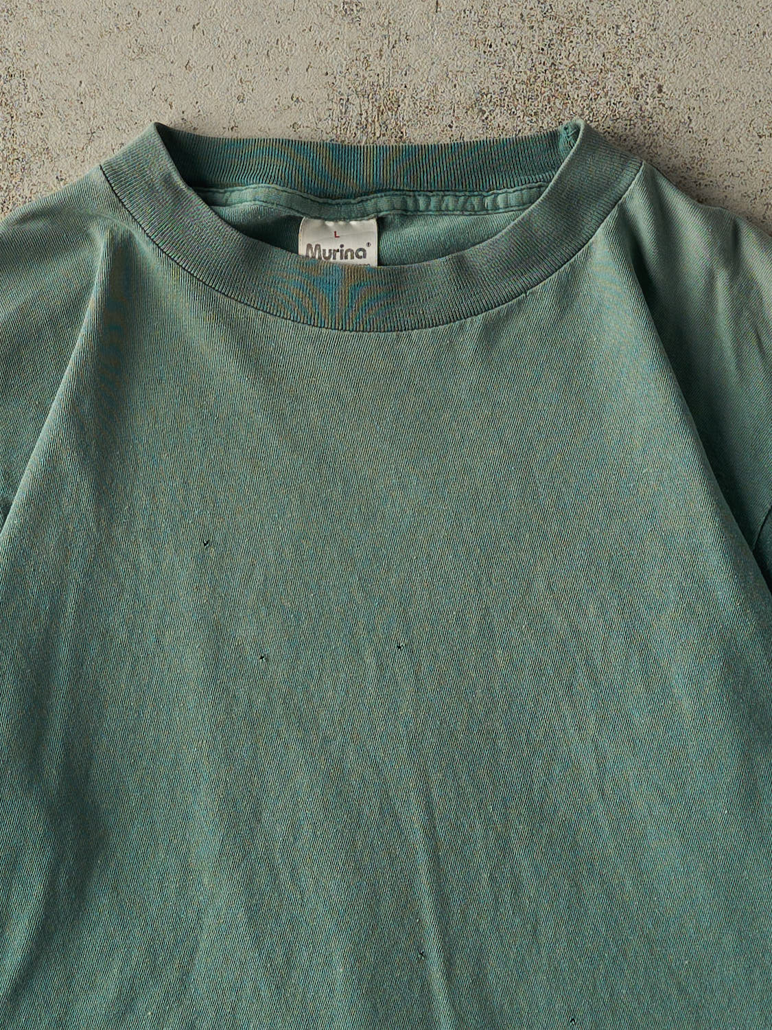 Vintage 90s Sun Faded Green Blank Single Stitch Tee (M)
