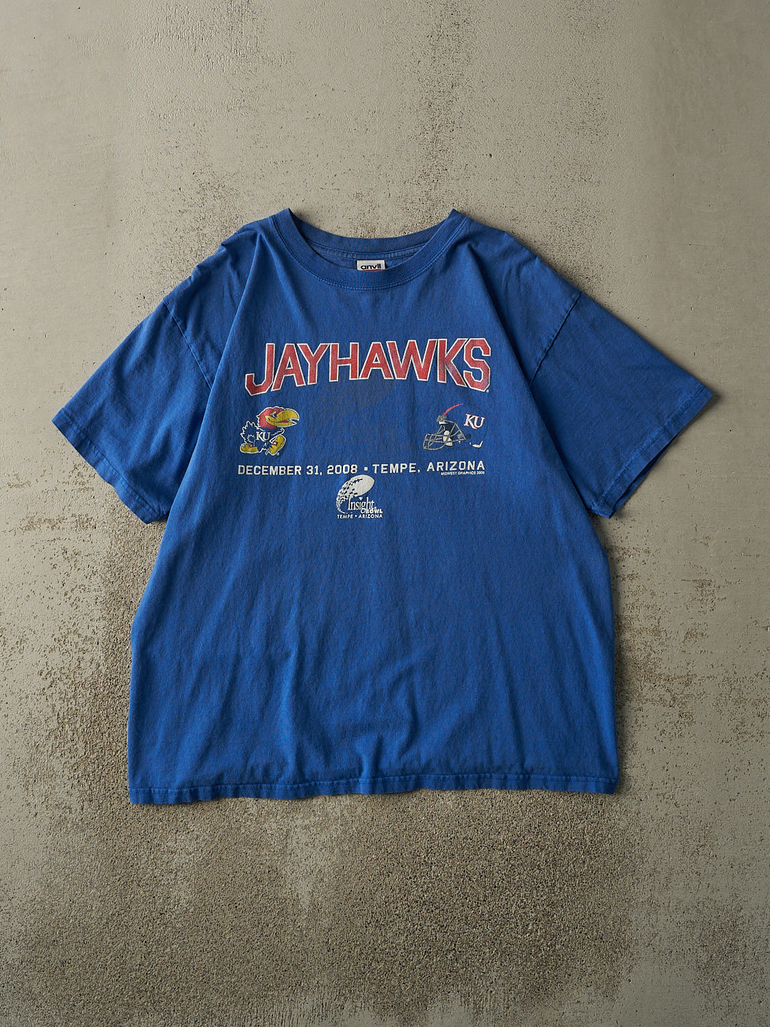 Vintage 08' Blue Kansas University Jayhawks Tee (L/XL)