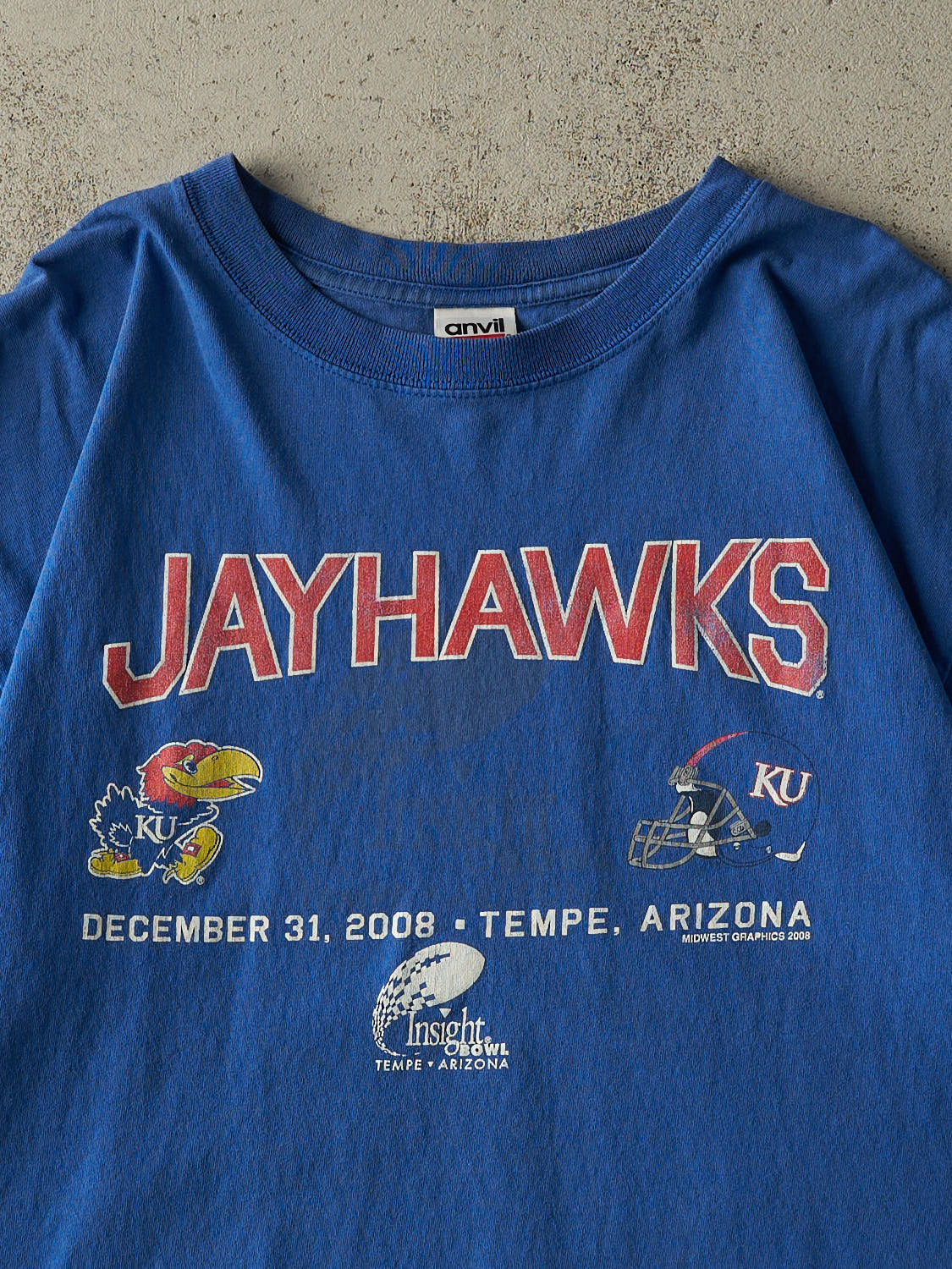 Vintage 08' Blue Kansas University Jayhawks Tee (L/XL)