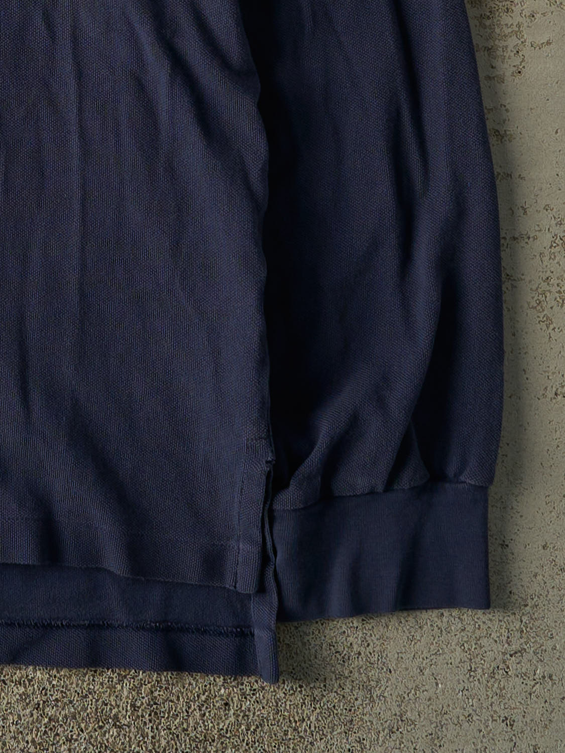 Vintage 90s Navy Blue Polo Ralph Lauren Embroidered Quarter Button Long Sleeve (XL)