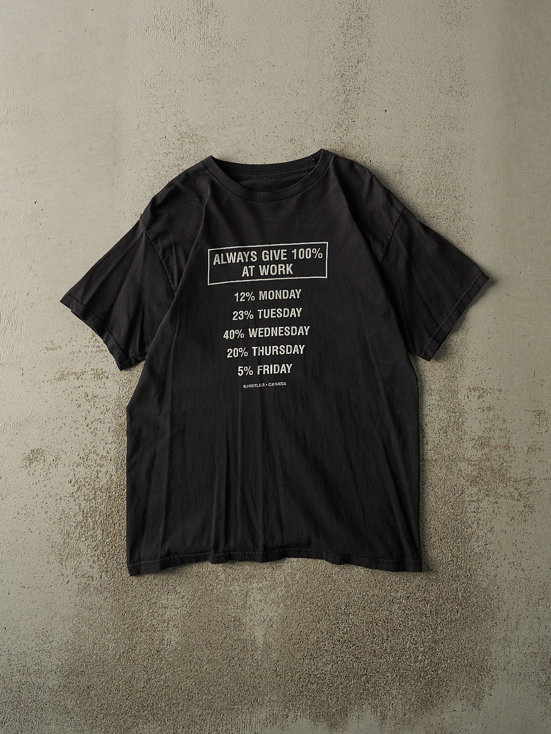 Vintage Y2K Black "Always Give 100%" Whistler Slogan Tee (S/M)