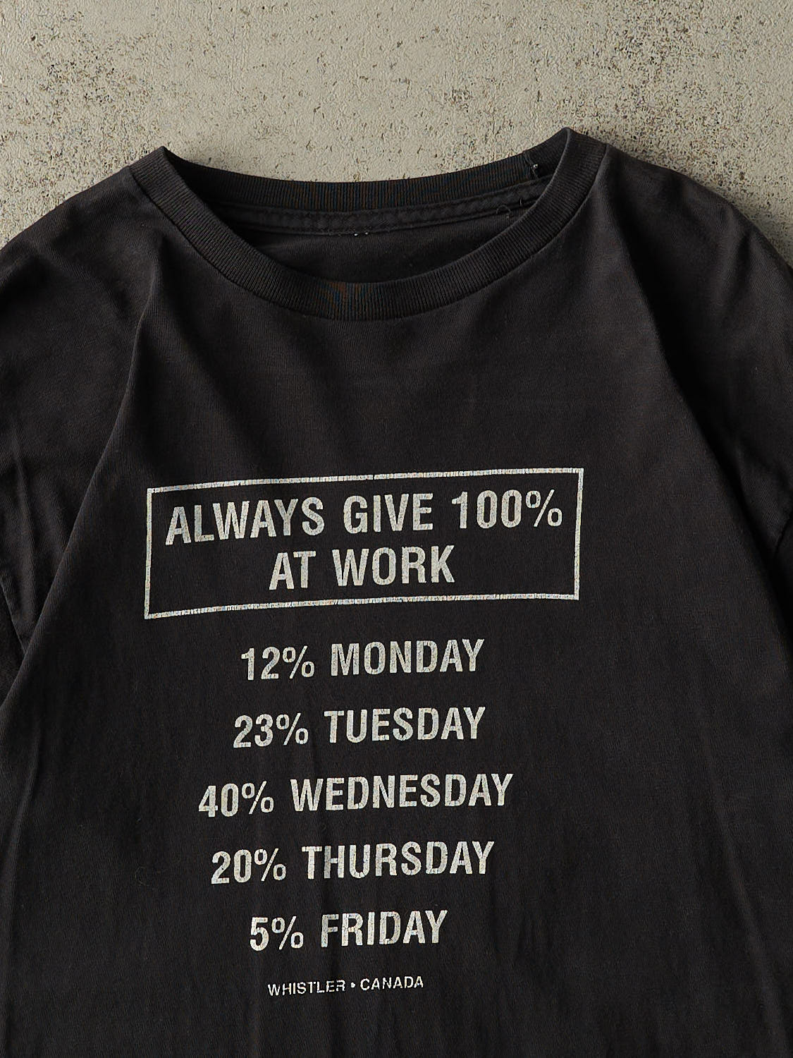 Vintage Y2K Black "Always Give 100%" Whistler Slogan Tee (S/M)