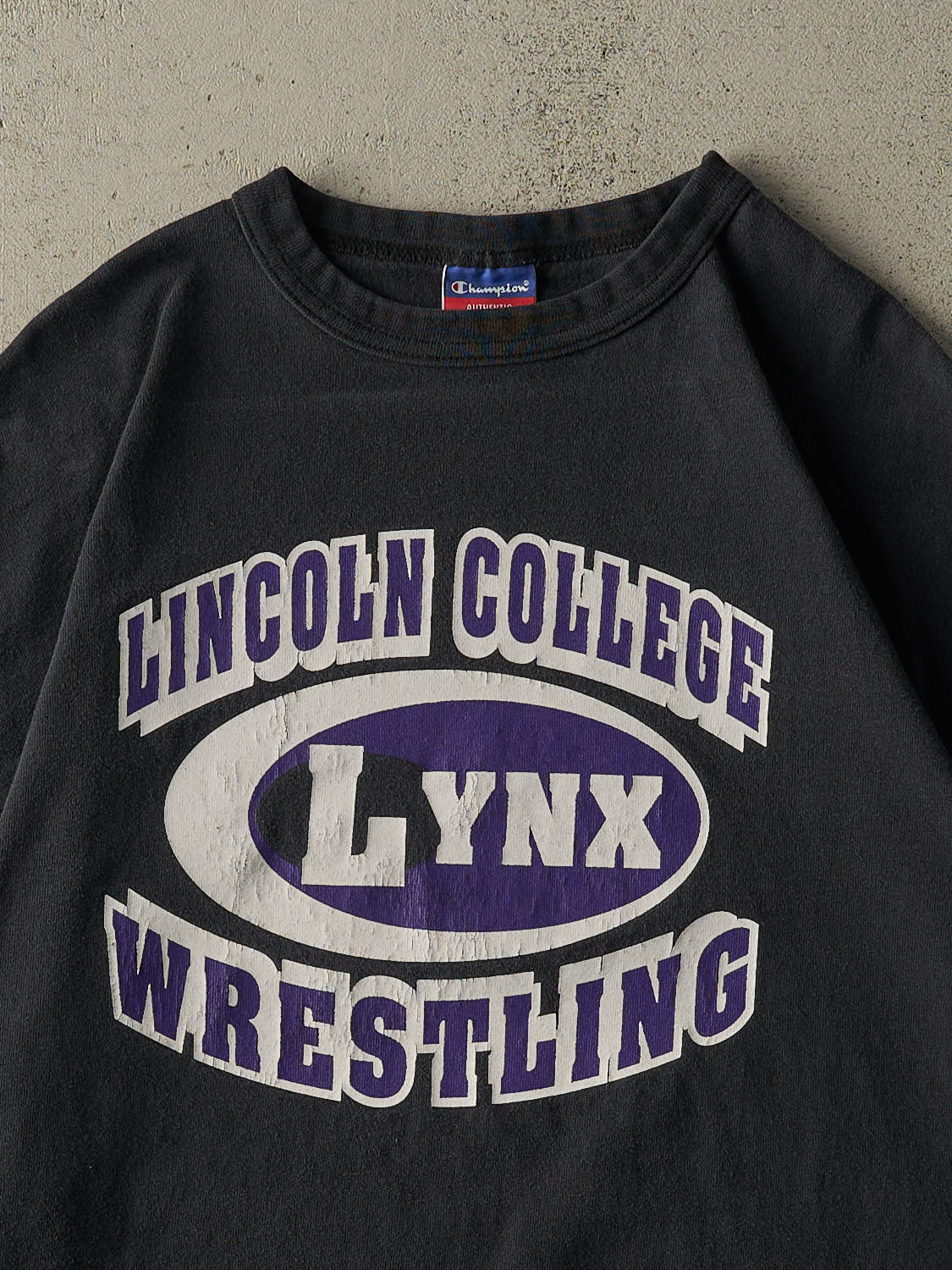 Vintage 90s Black Lincoln College Wrestling Tee (XL/XXL)