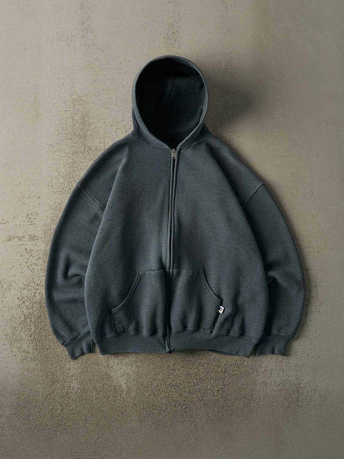 Vintage Y2K Steel Blue Russell Athletic Zip Up Boxy Hoodie (M)