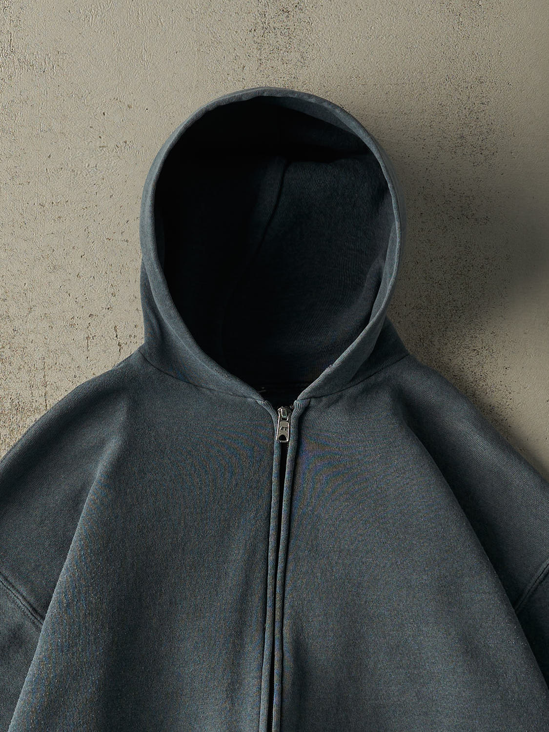 Vintage Y2K Steel Blue Russell Athletic Zip Up Boxy Hoodie (M)