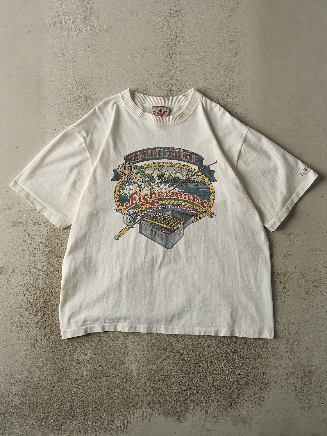 Vintage 90s White Fisherman Slogan Tee (L/XL)