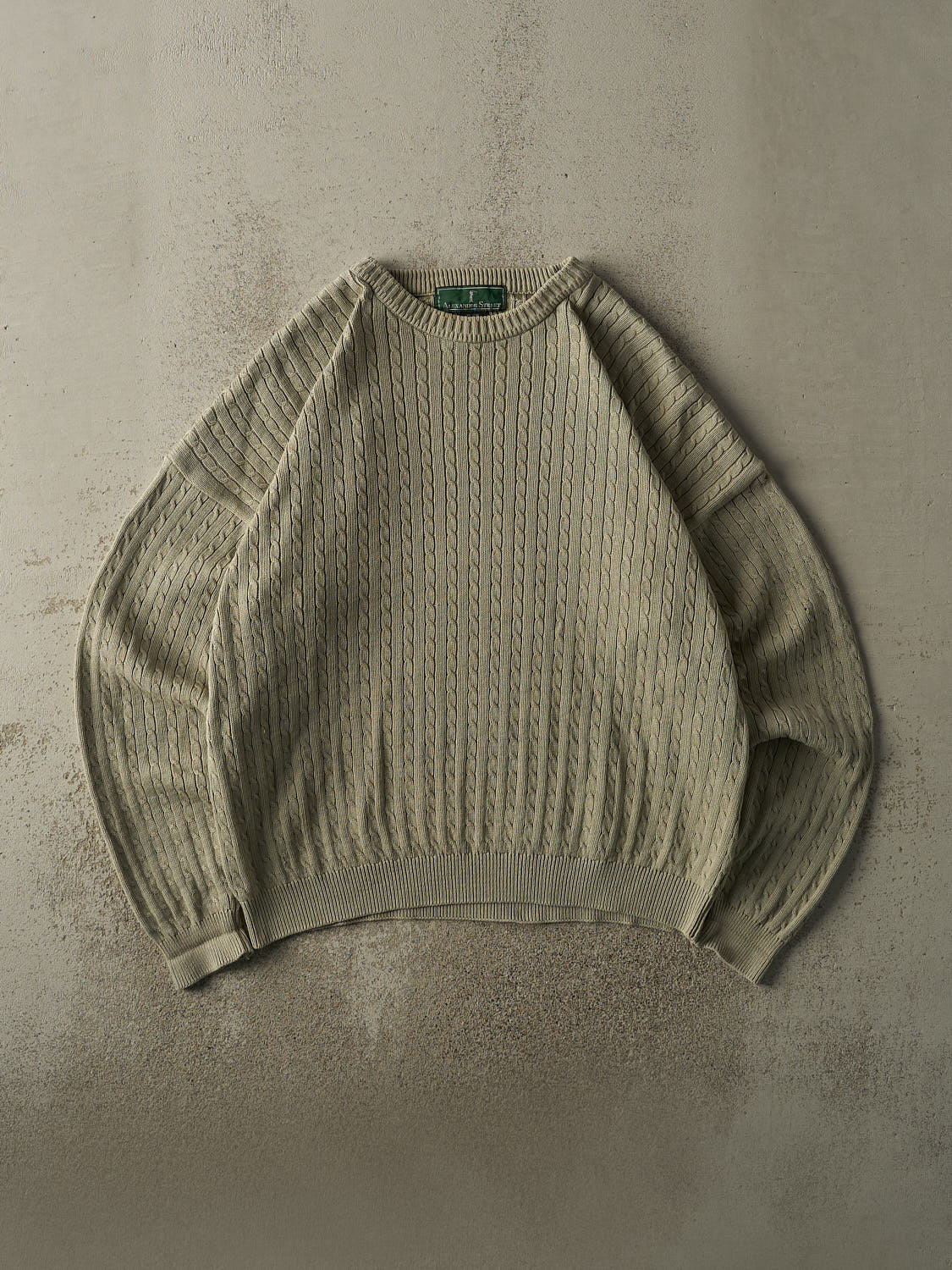 Vintage Y2K Beige Cable Knit Pullover (XL)