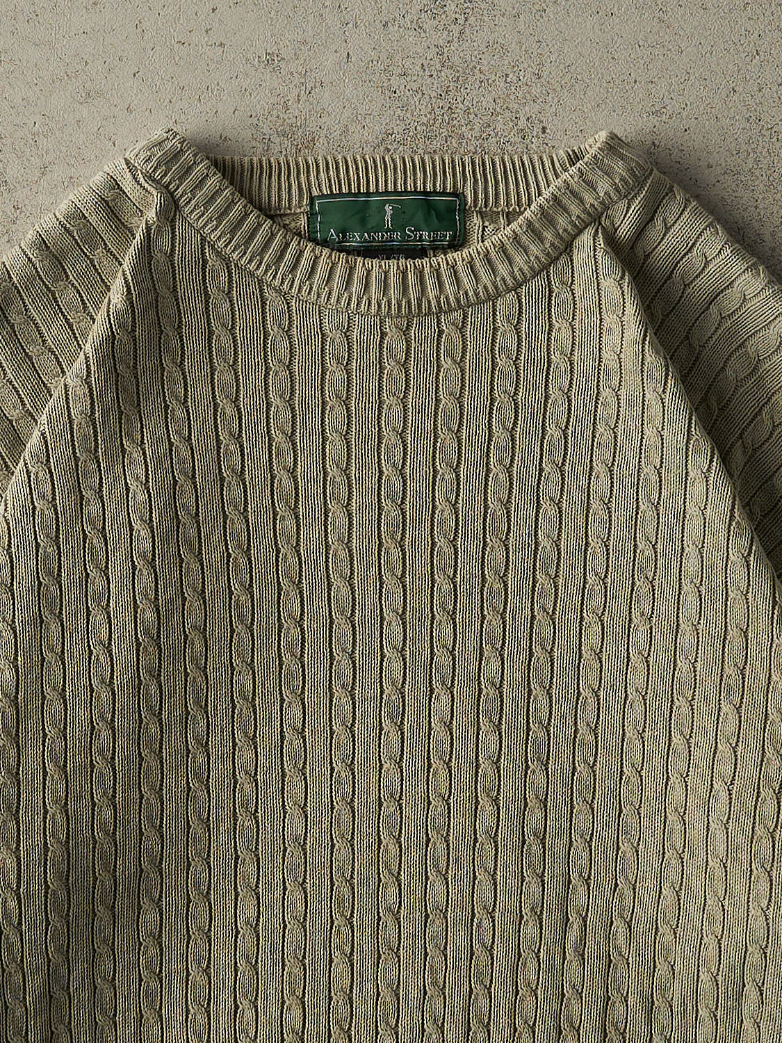 Vintage Y2K Beige Cable Knit Pullover (XL)