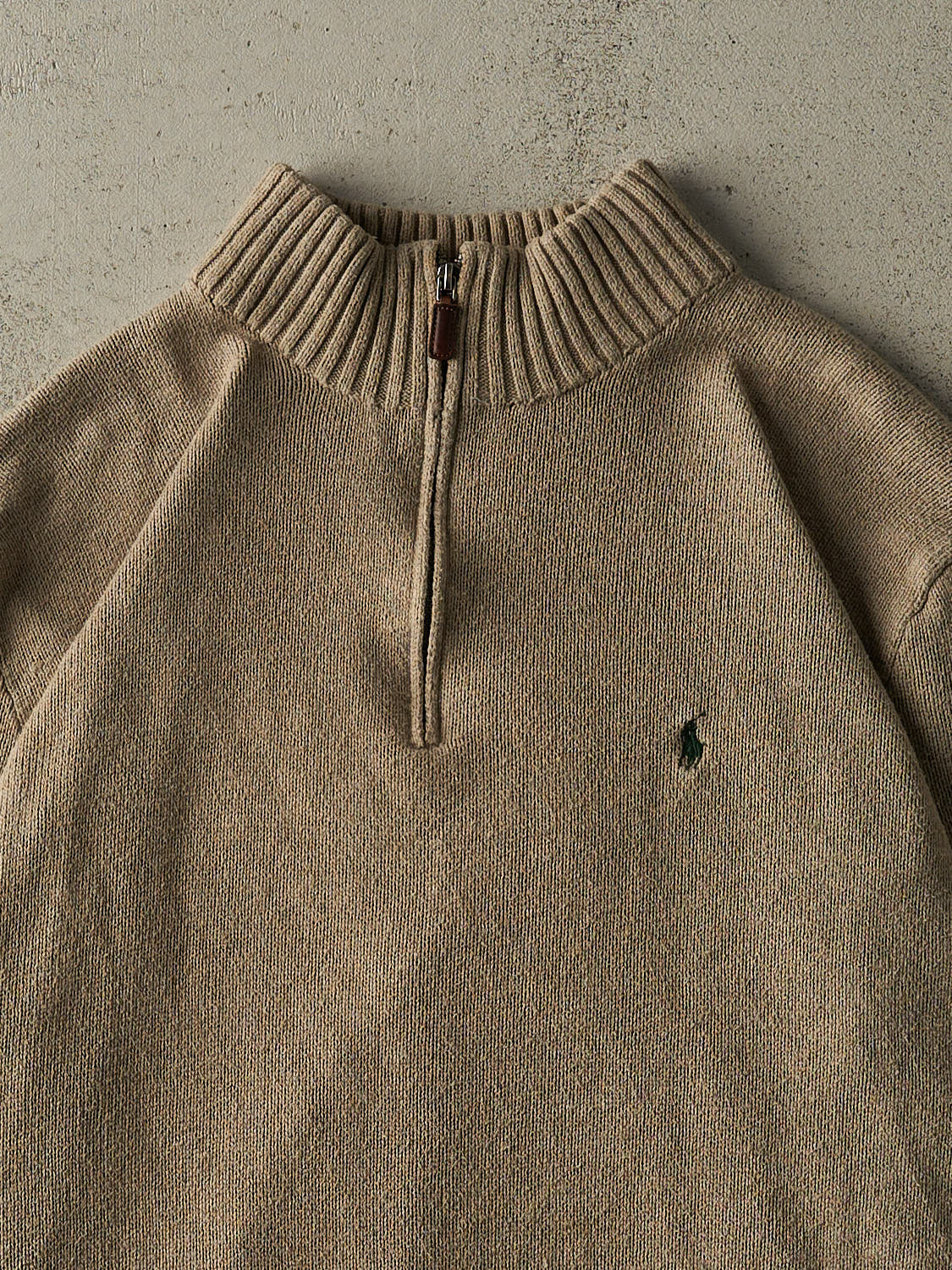 Vintage 90s Beige Polo Ralph Lauren Quarter Zip Knit (XL/XXL