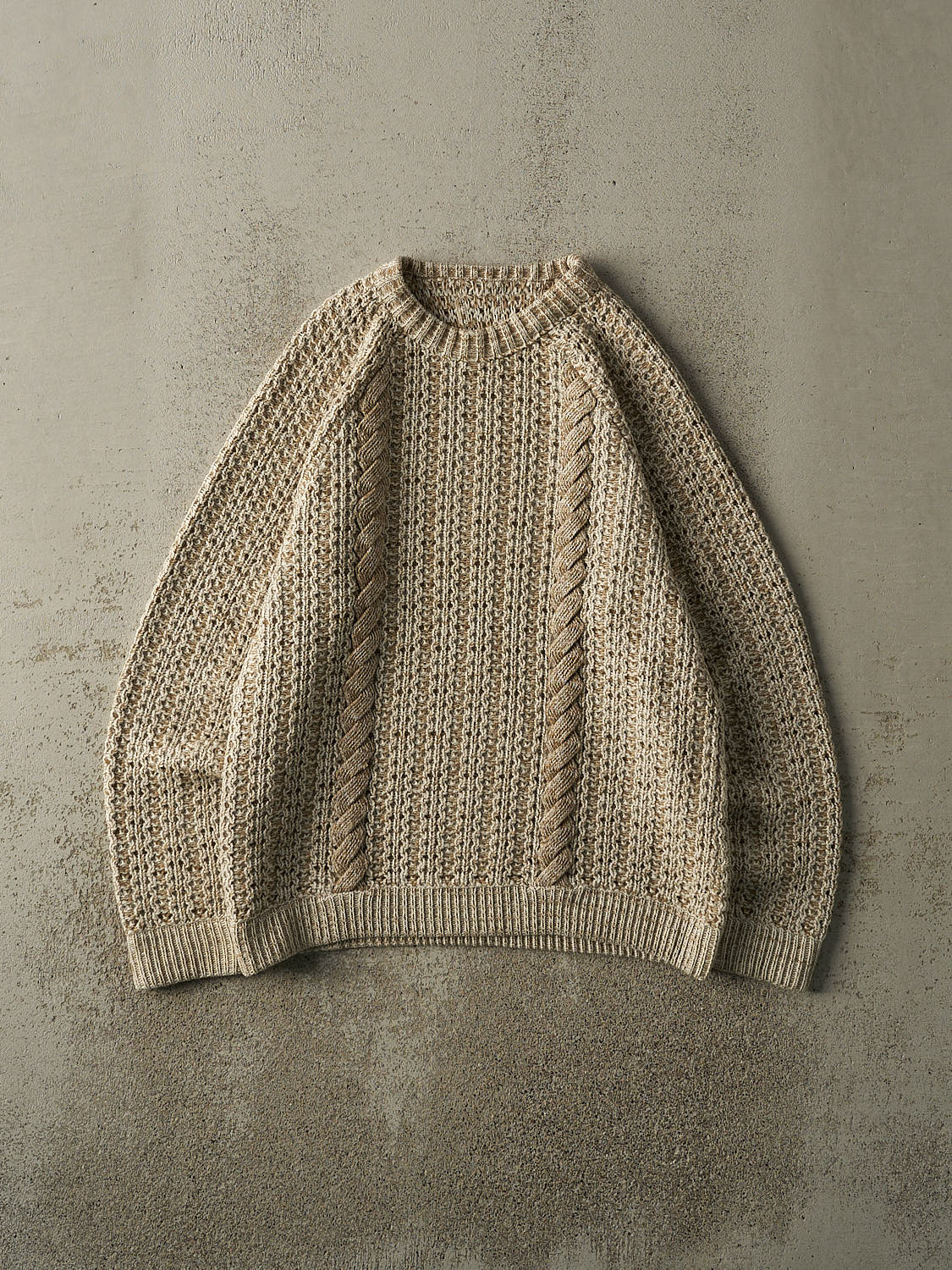 Vintage 90s Beige Chunky Knit Pullover (M)