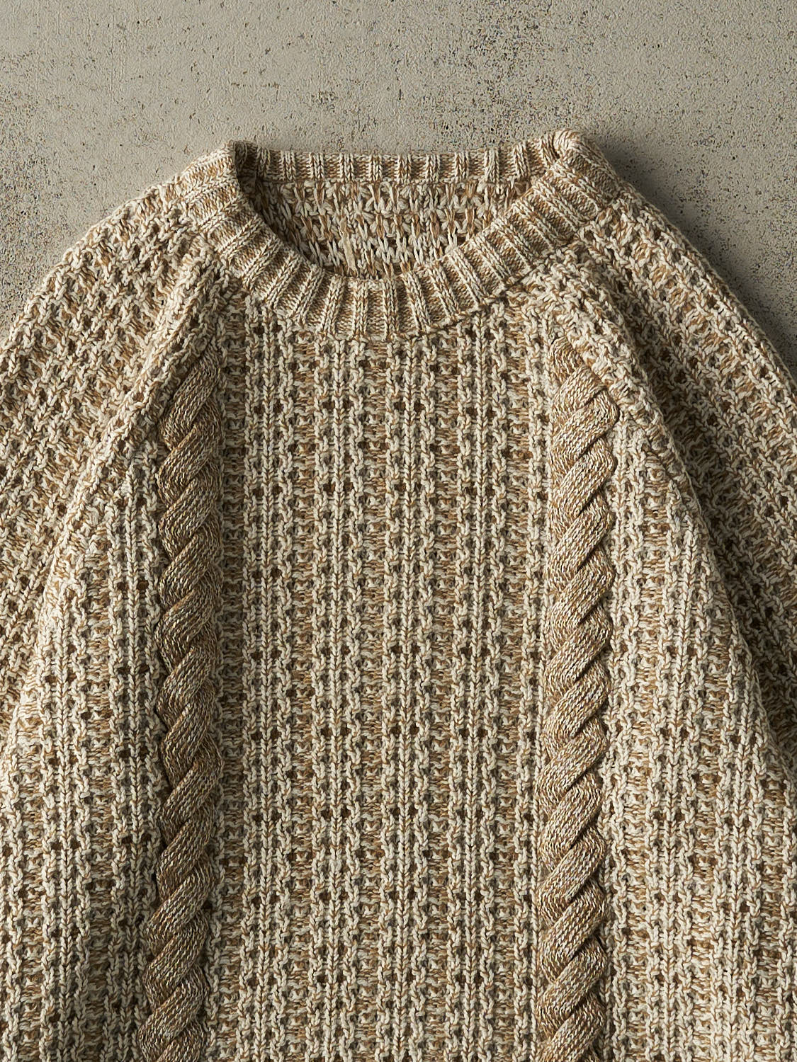Vintage 90s Beige Chunky Knit Pullover (M)