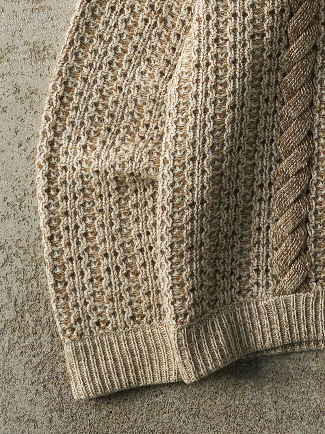 Vintage 90s Beige Chunky Knit Pullover (M)