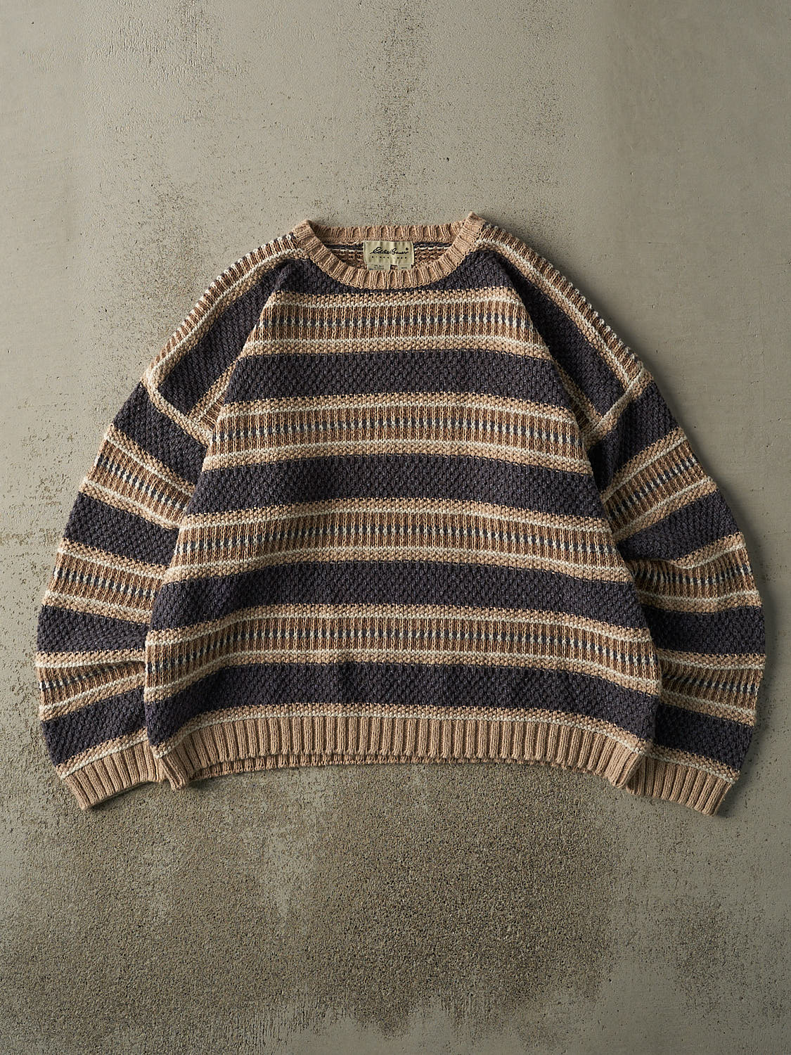 Vintage 90s Beige Striped Eddie Bauer Knit (L)