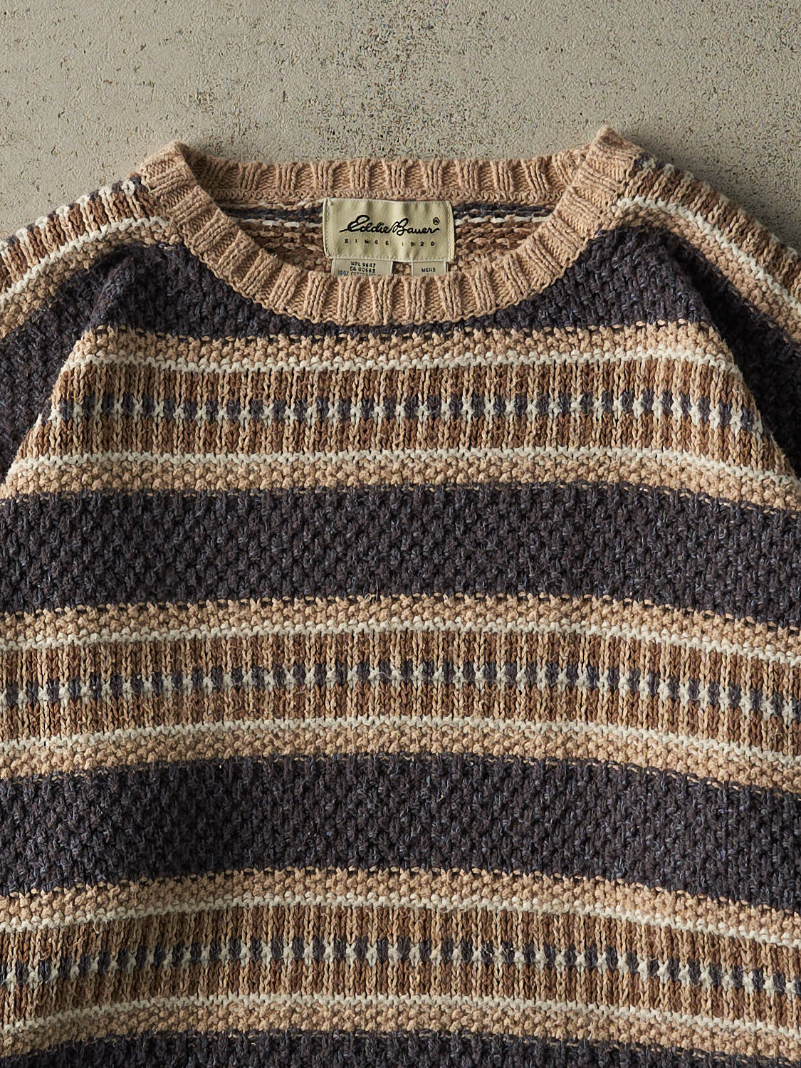 Vintage 90s Beige Striped Eddie Bauer Knit (L)