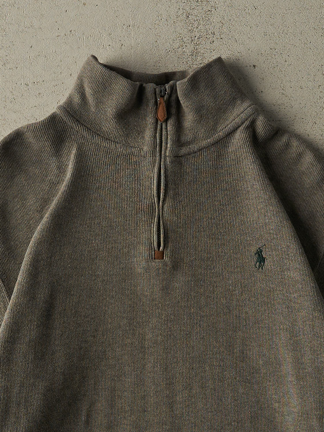 Vintage 90s Green Ralph Lauren Quarter Zip Sweater (L)